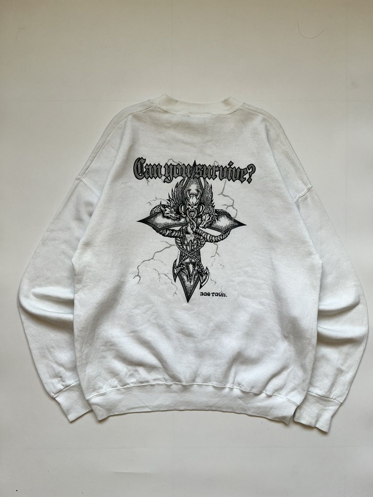 Dogtown × Vintage 1990's Dogtown Skateboard Can You Survive Sweatshirt Size US L / EU 52-54 / 3 - 1 Thumbnail