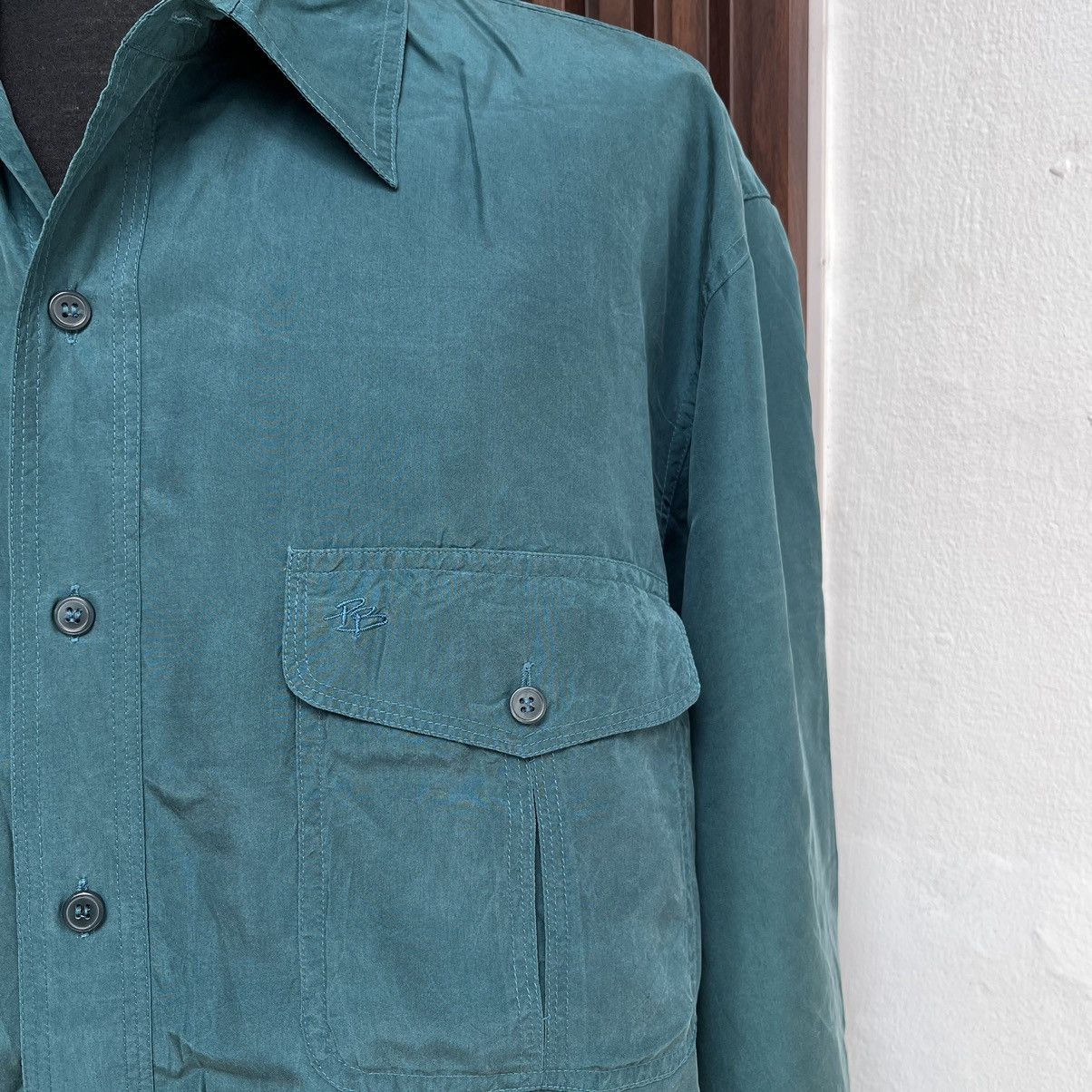 Pierre Balmain × Vintage 90s Pierre Balmain Paris Double Pocket Silk Shirt Size US L / EU 52-54 / 3 - 4 Thumbnail