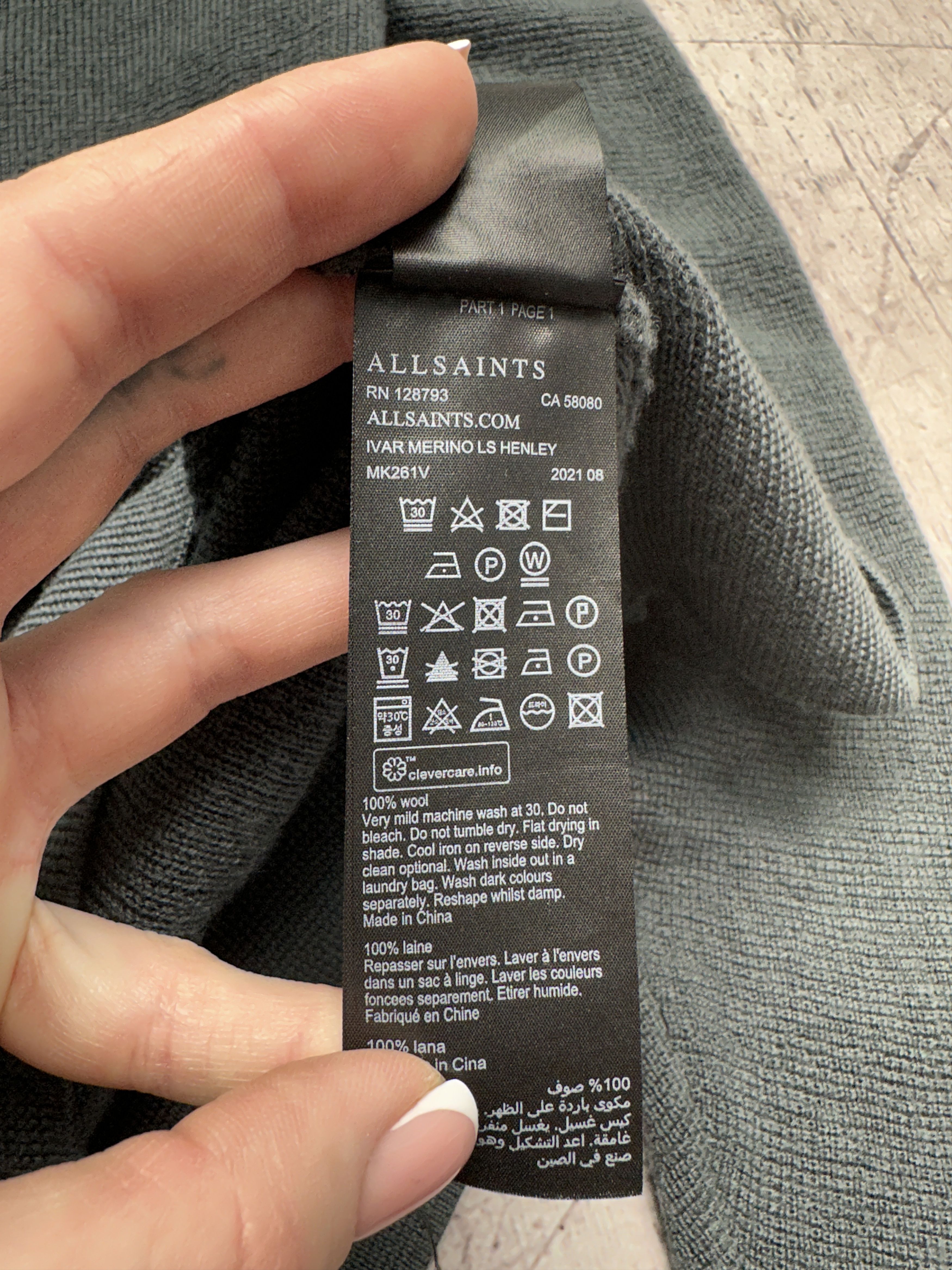 Allsaints Allsaints Mens Merino Wool Ivar Henley Sweater Size US M / EU 48-50 / 2 - 5 Thumbnail