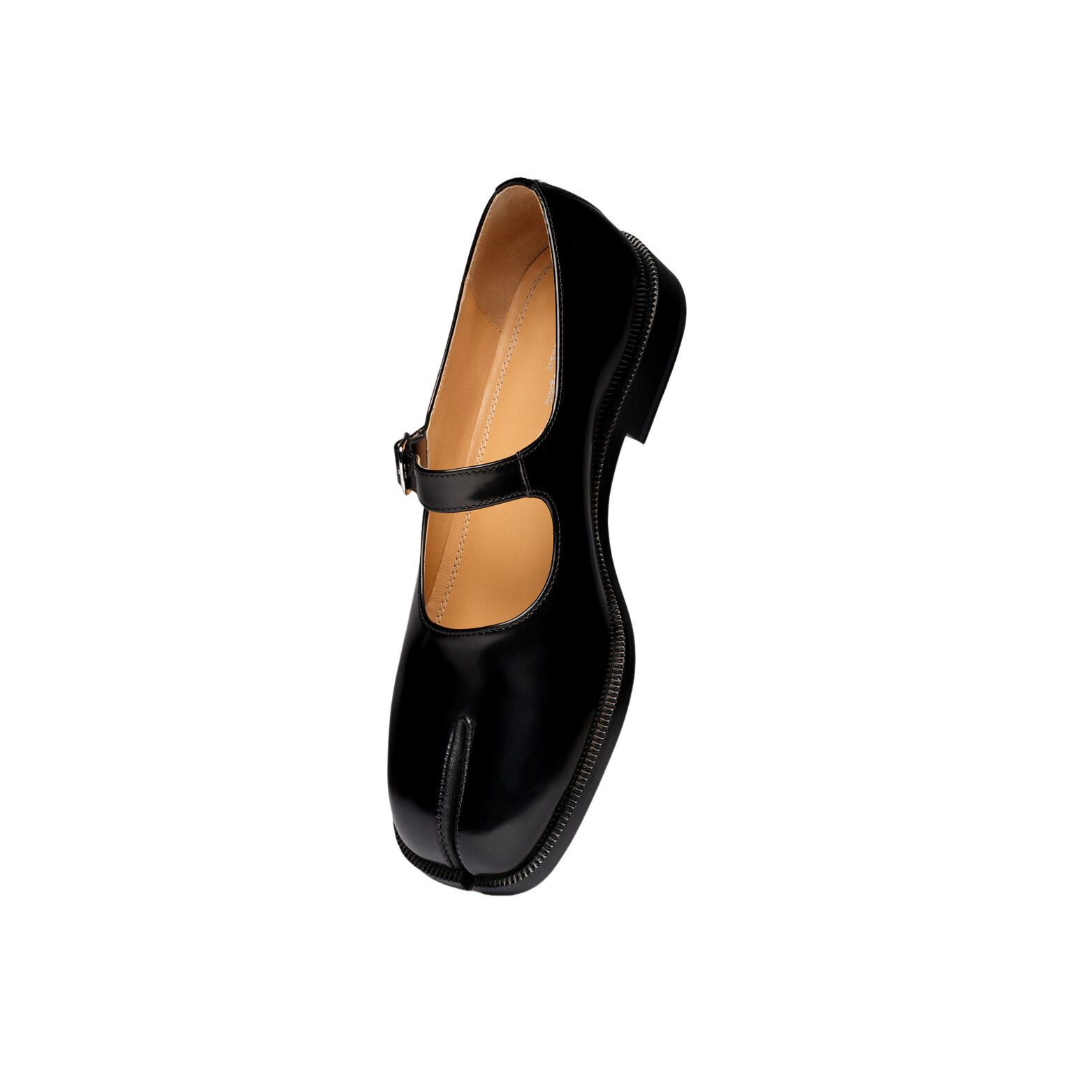 MAISON MARGIELA Tabi $1220 Black Brushed Leather Mary-Janes
