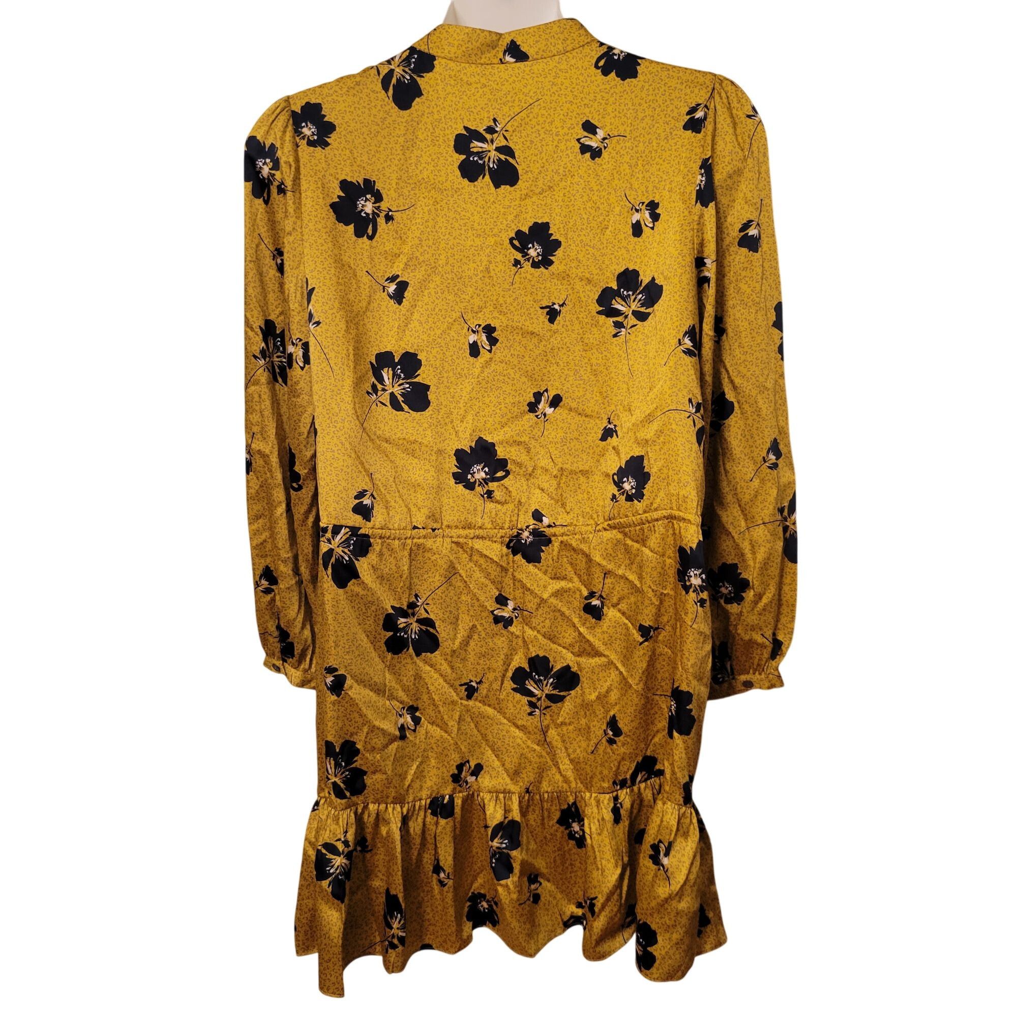 Rebecca Minkoff Rebecca Minkoff Yellow Floral Ruffle Hem XL HELEN Shirtdress Size XL / US 12-14 / IT 48-50 - 6 Thumbnail