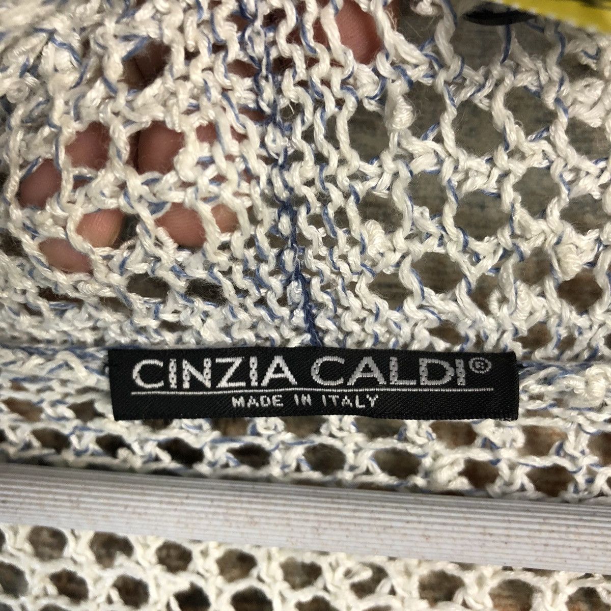 Japanese Brand Cinzia Caldi crochet meshnet Stripe Cardigan Knitwear #A2209 Size US XL / EU 56 / 4 - 11 Thumbnail