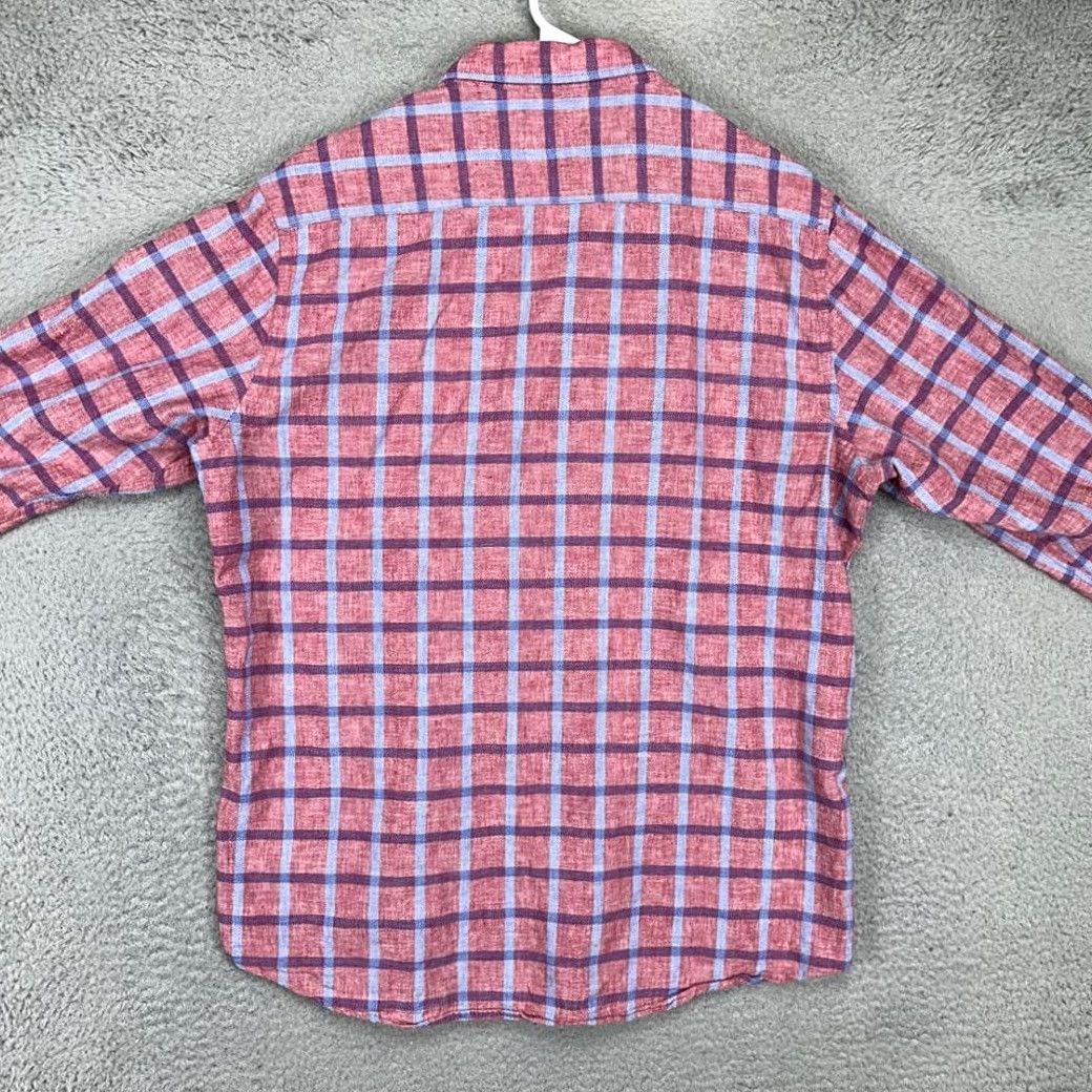 Vintage Alvaro Moreno Linen Blend Button-Down Shirt Men Large Red Plaid Tailored Shirt 43 MENS Regular Long Sleeve Button-Up Retro Preppy Size US L / EU 52-54 / 3 - 3 Thumbnail