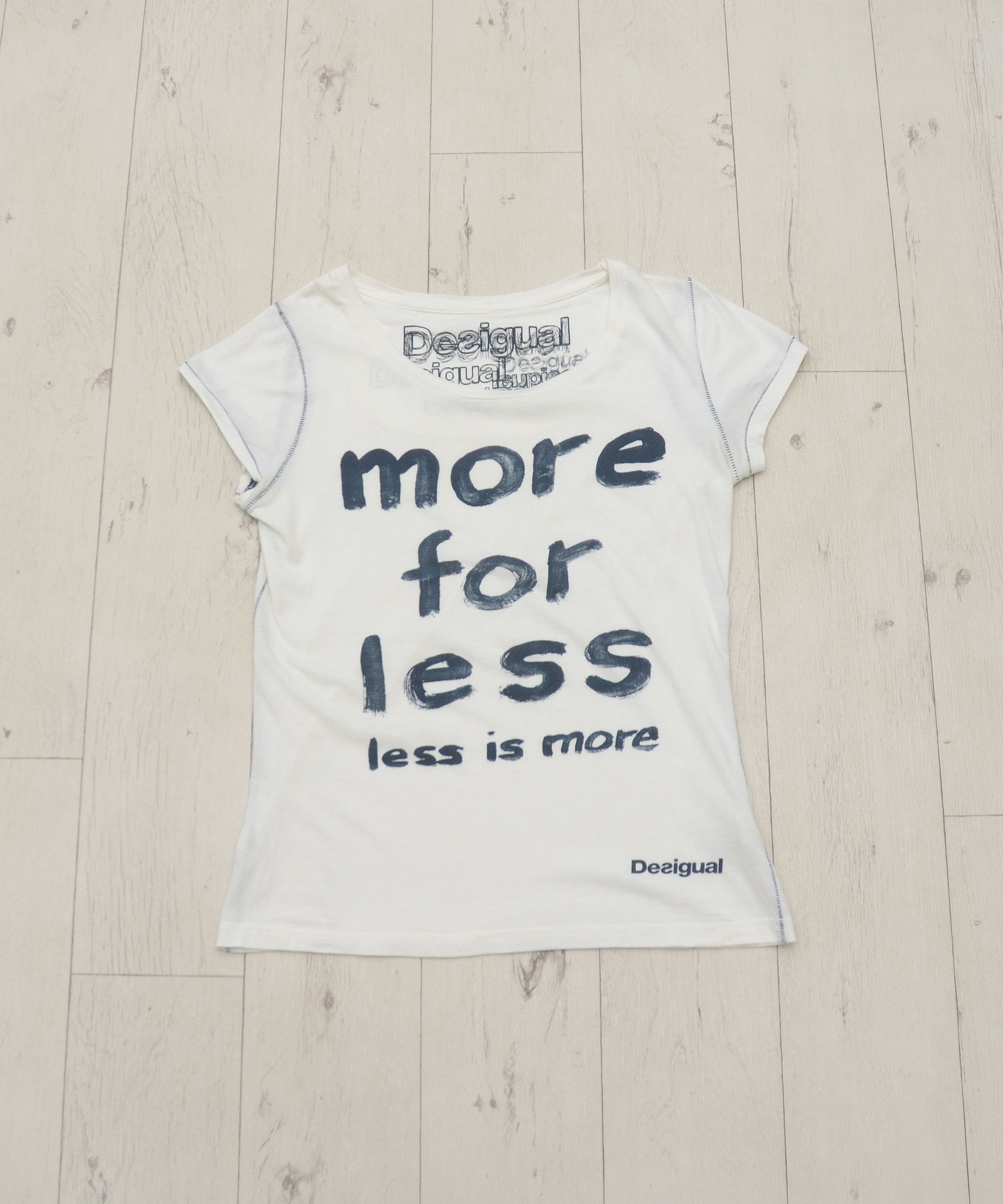 Designer × Desigual Desigual Women’s Printed T-Shirt More for Less Less is More Size L / US 10 / IT 46 - 1 Thumbnail