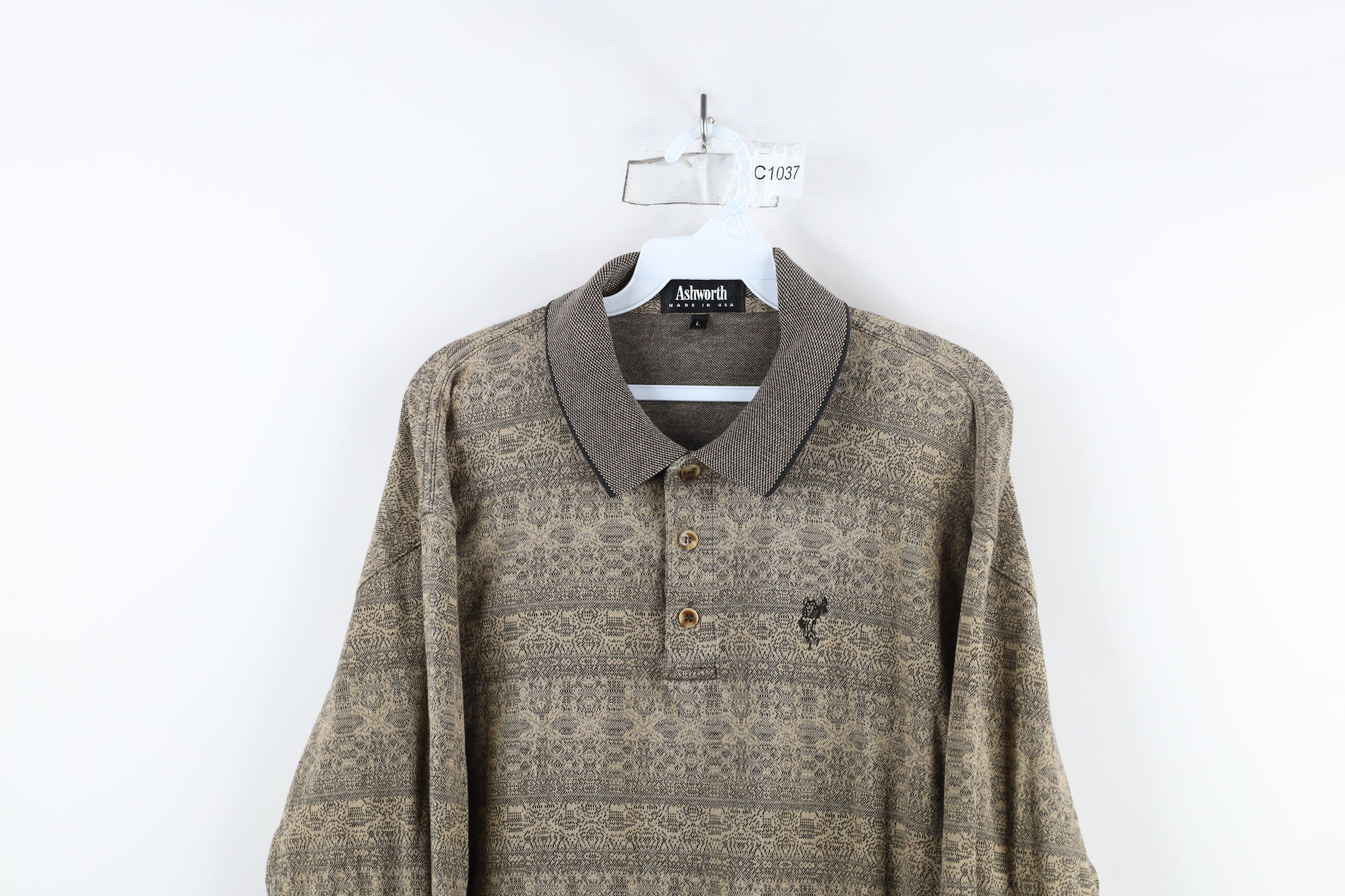 Vintage Vintage 90s Streetwear Fair Isle Long Sleeve Golf Polo USA Size US L / EU 52-54 / 3 - 2 Thumbnail