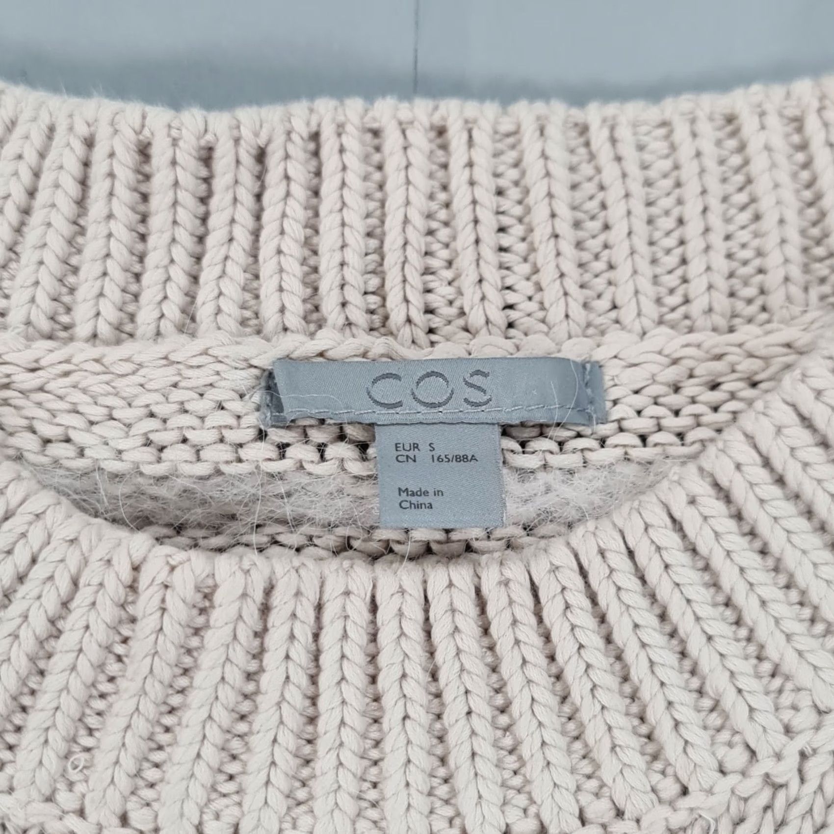 Cos COS Jumper Striped Pullover Knit Crew Neck 3/4 Sleeve Small Wool Alpaca Light Pink Blue Womens Size S / US 4 / IT 40 - 3 Thumbnail