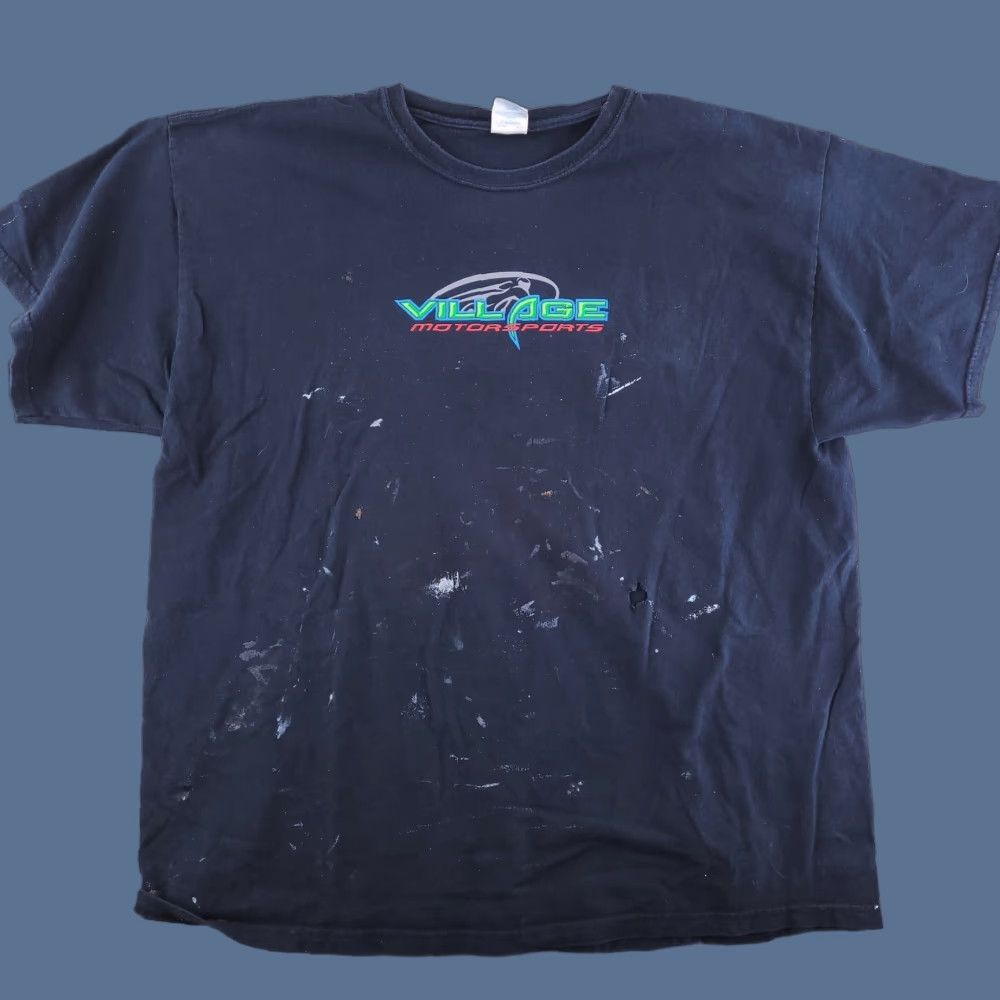 Gildan Village Motorsports T shirt Mens 2XL Black Paint Distressed Splatter Graphic Size US XXL / EU 58 / 5 - 1 Thumbnail
