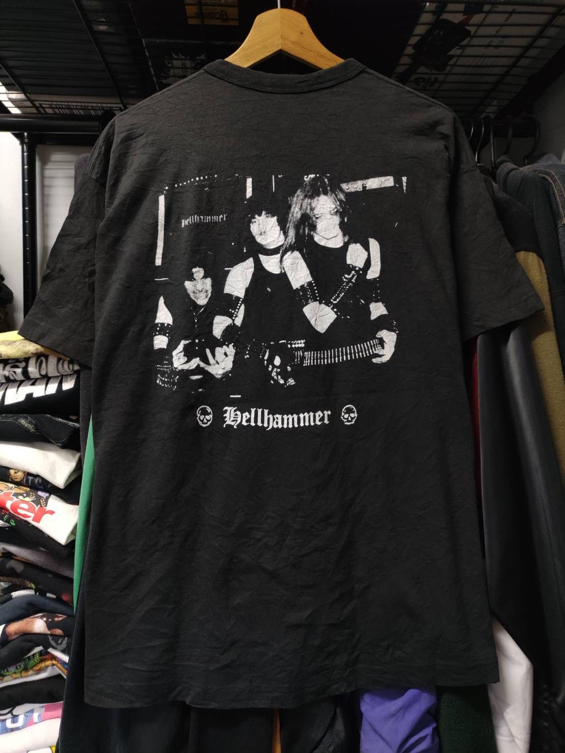 Band Tees Vtg 90's Hellhammer " Apocalyptic Raids " EP Promo T-Shirt Size US XL / EU 56 / 4 - 2 Thumbnail