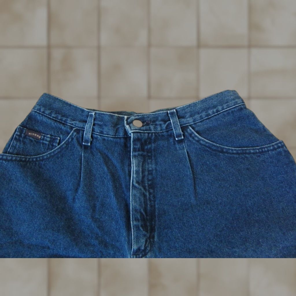 Lee VINTAGE Lee Jeans Shorts Womens Blue Denim Cotton Jorts 14 29 in Blue Denim Jeans 70s 80s Mens Womens Boys Girls Size 29" - 1 Thumbnail