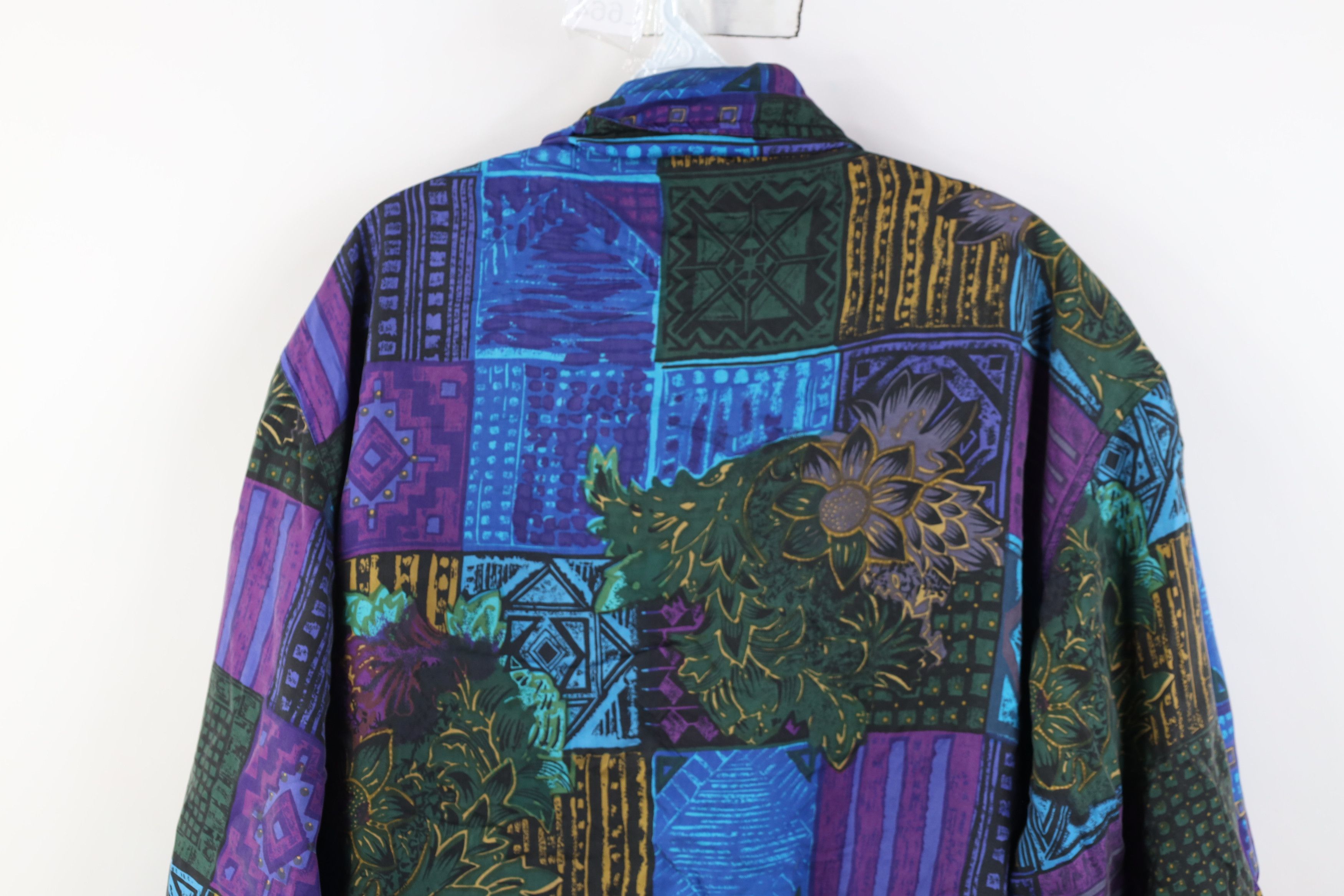 Vintage Vintage 90s Streetwear Flower Silk Full Zip Bomber Jacket Size L / US 10 / IT 46 - 11 Thumbnail
