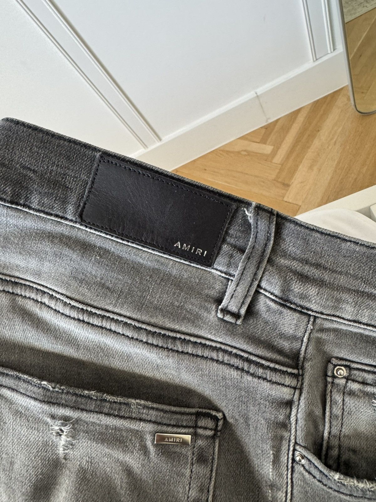 Amiri Amiri Mx1 Skinny Jeans Gray Denim Pant Distressed Designer Size US 31 - 8 Thumbnail