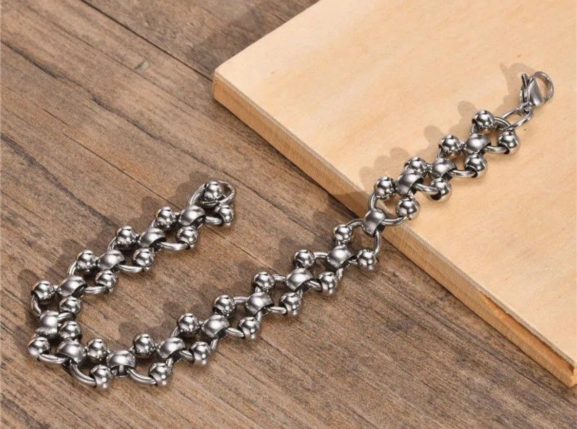 Vintage Steel Ball Bead Link Bracelet Size ONE SIZE - 3 Thumbnail