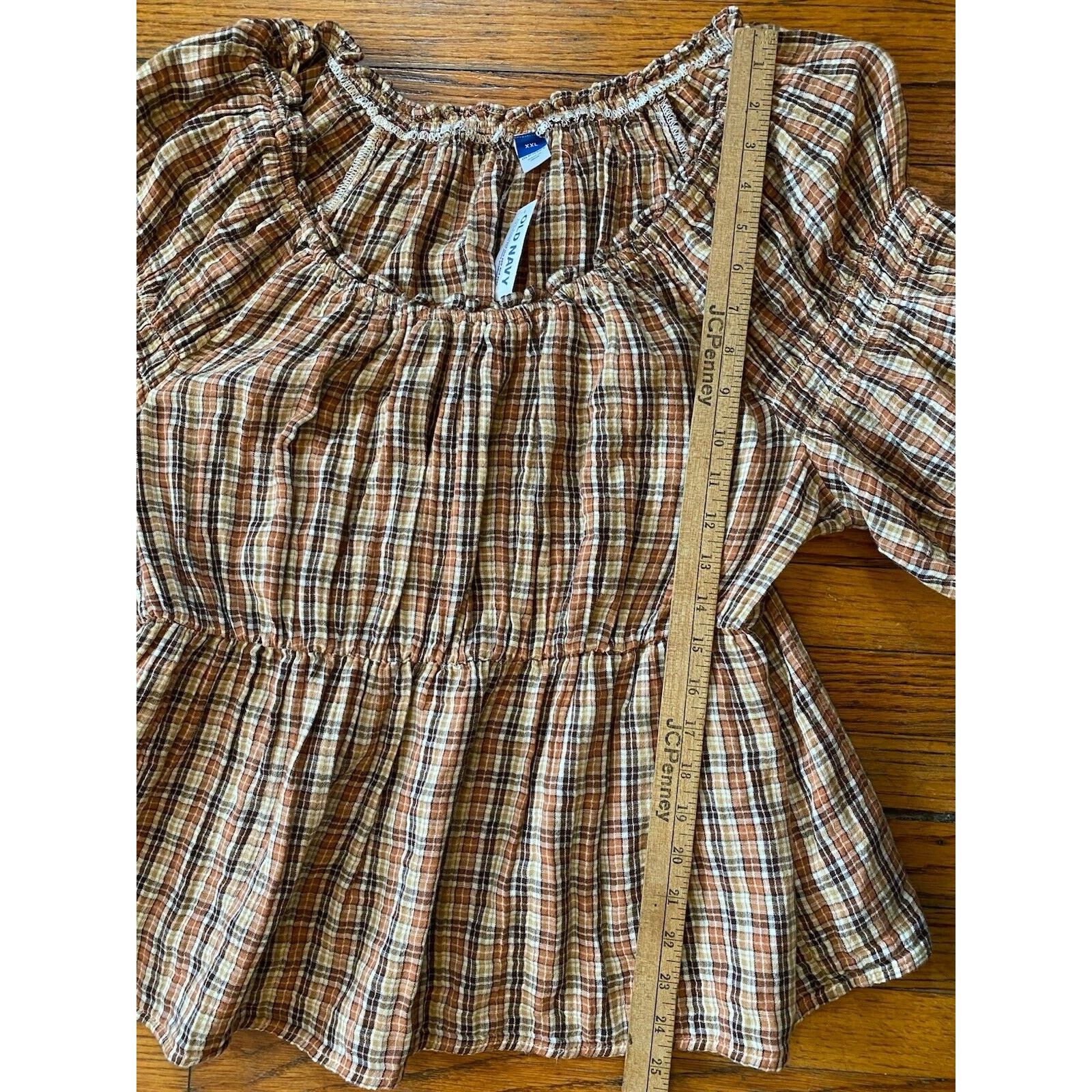 Old Navy NWT Old Navy Top Women’s Shirt XXL Brown Plaid Blouse $40 Size XXL / US 16-18 / IT 52-54 - 5 Thumbnail