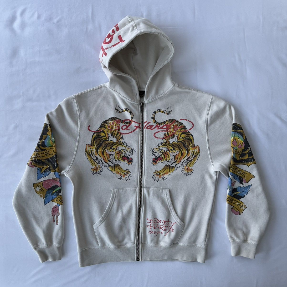 Ed Hardy × Urban Outfitters Ecru Tiger Zip-Through Hoodie | Grailed