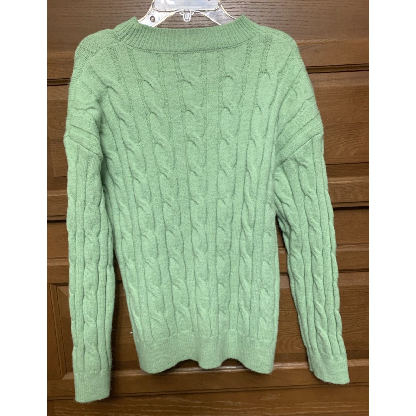 Shein Shein Sweater - Sz Small green pullover L/S crew neck 1783 Size S / US 4 / IT 40 - 2 Thumbnail