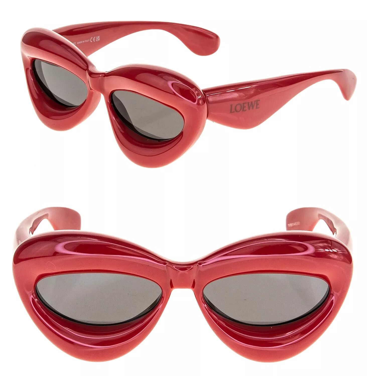 image of Loewe Inflated Chunky Show Lw40097I 40097 Sunglasses in Red, Women's