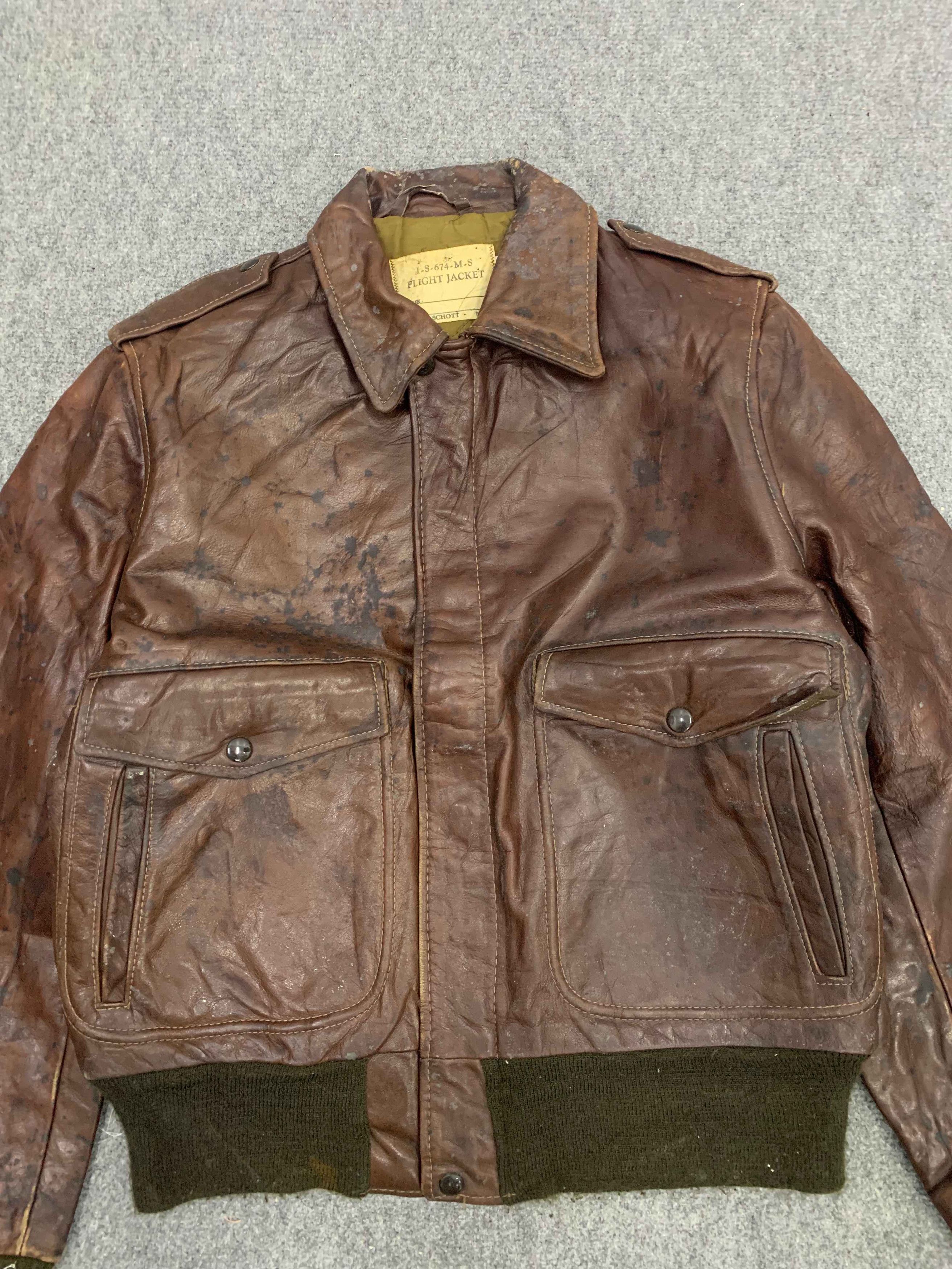 Schott Vintage 50s Schott Made In Usa Flight Leather Bomber Jacket Size US S / EU 44-46 / 1 - 2 Thumbnail