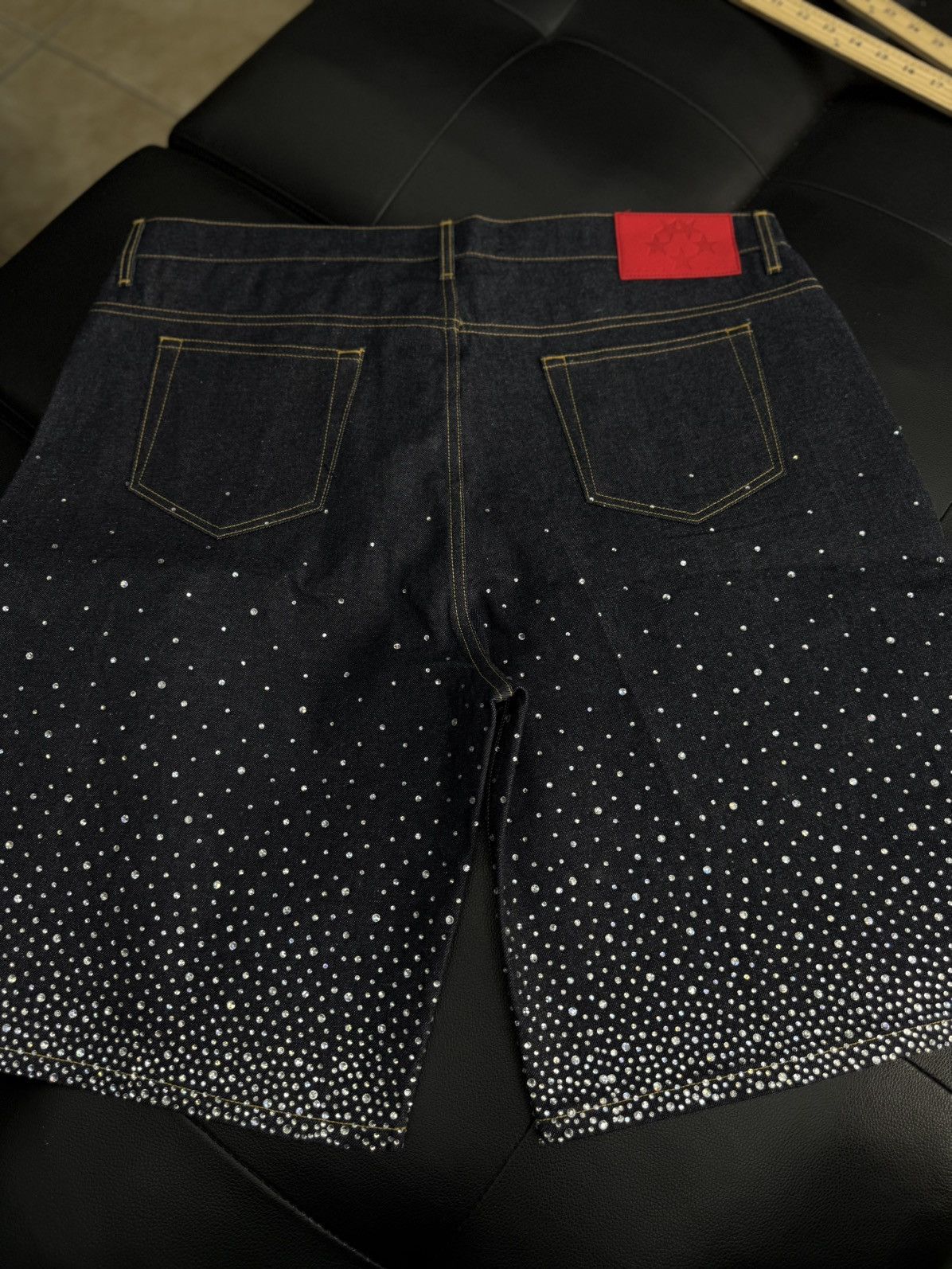 Sp5der Sp5der Rhinestone Crystal Jean Shorts Size (38) NEW Size US 38 / EU 54 - 7 Thumbnail