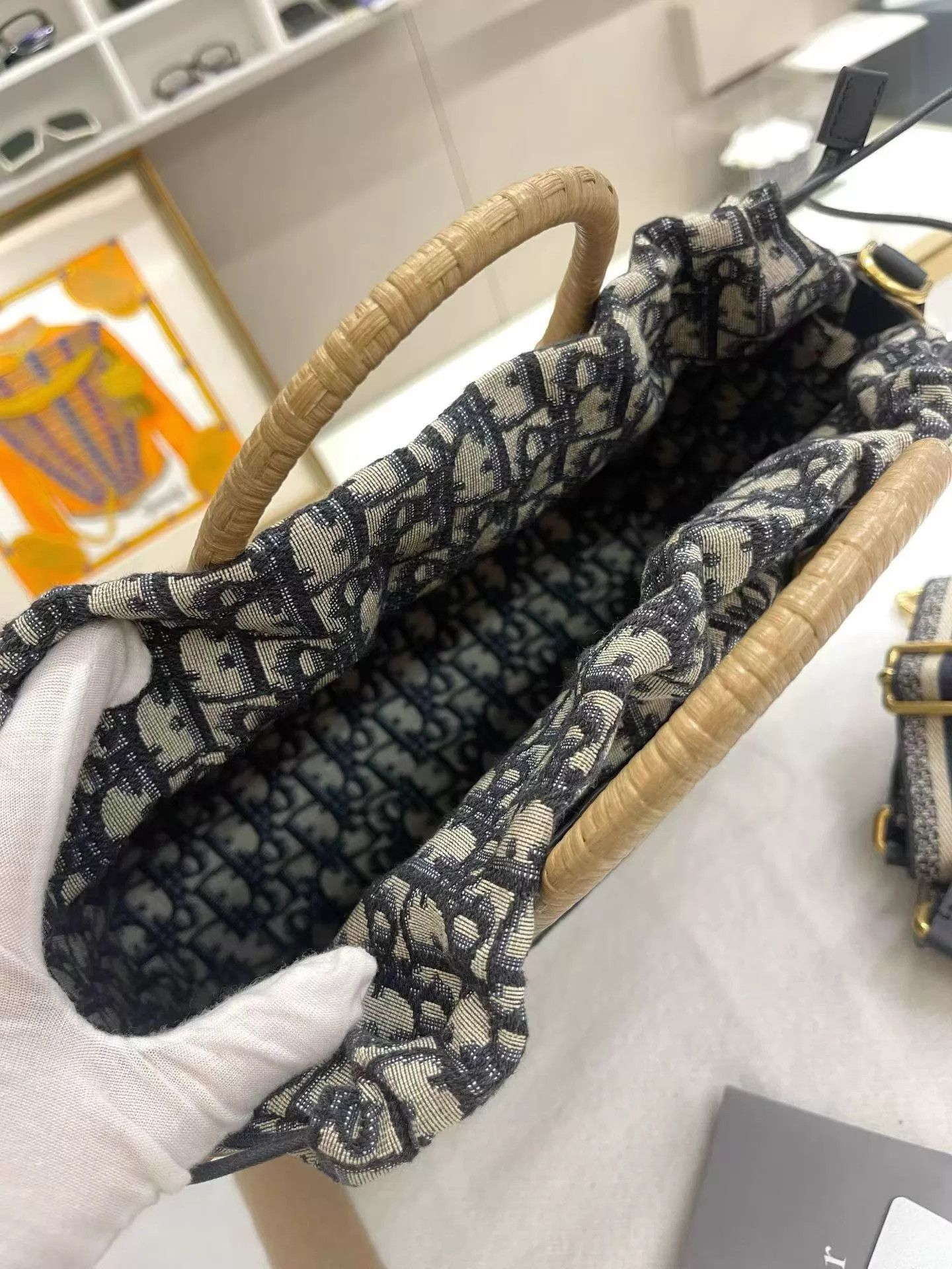 Dior DIOR Runway Wicker Basket Oblique Blue Picnic Bag Size ONE SIZE - 9 Thumbnail