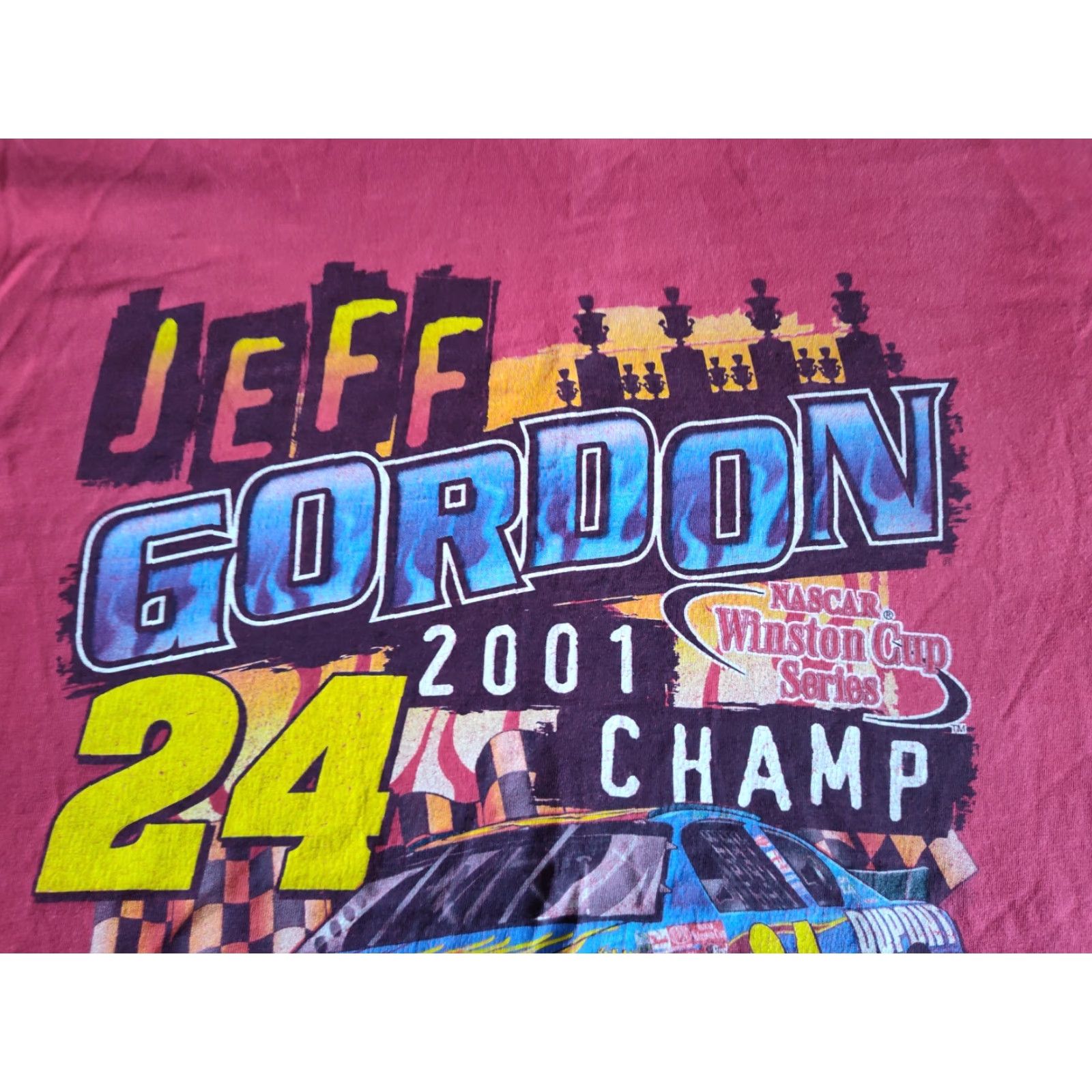 Chase Authentics VINTAGE NASCAR T-Shirt Jeff Gordon 2001 Winston Cup Champion Chase Authentics Mens L Red Nascar Cars Graphic Crew Neck Short Sleeve Size US L / EU 52-54 / 3 - 4 Thumbnail