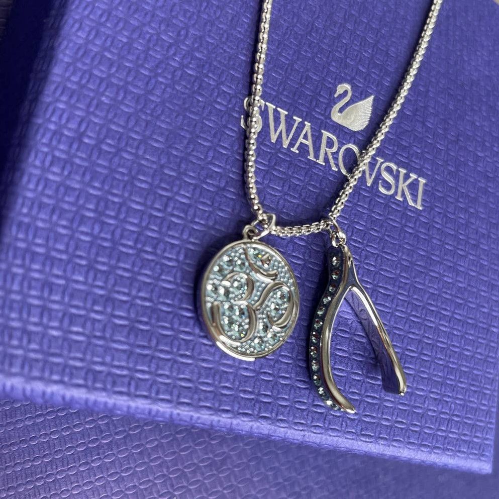 Swarovski Swarovski Unisex Om Blue Necklace Rhodium plated Size ONE SIZE - 3 Thumbnail