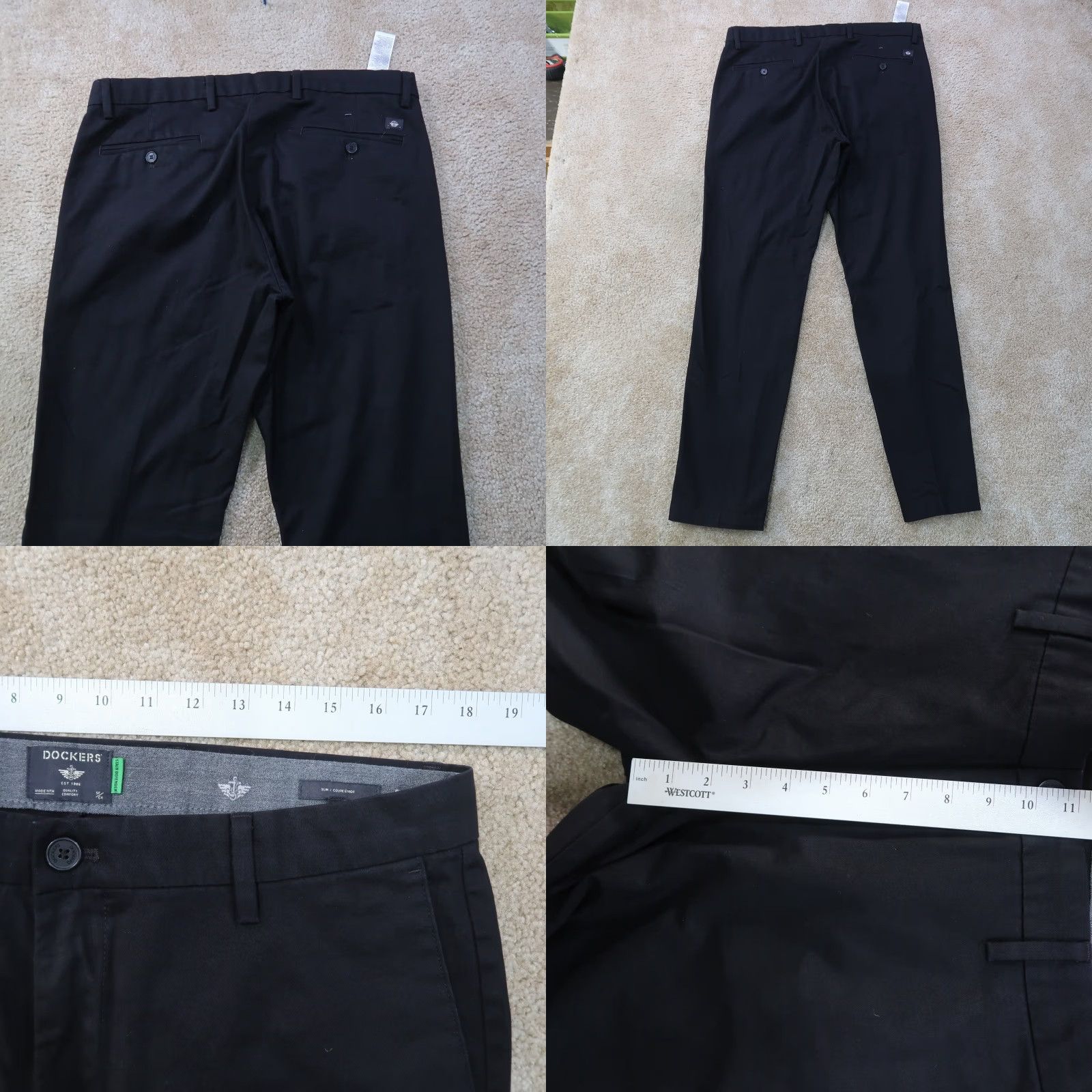 Dockers VINTAGE Dockers Slim Fit chino Pants Men's 34x32 Flat Front Pants Black Cotton Blend 5-Pocket Design Slim Straight Mid Rise Dockers Mens Pants 34x32 Size US 34 / EU 50 - 8 Thumbnail