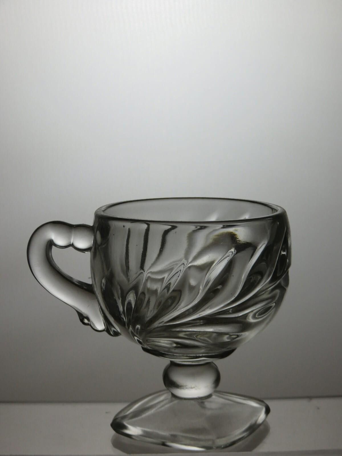 The Unbranded Brand Pressed Glass Set of 6 Tea Cups with Handle 3 1/4" Size ONE SIZE - 5 Thumbnail