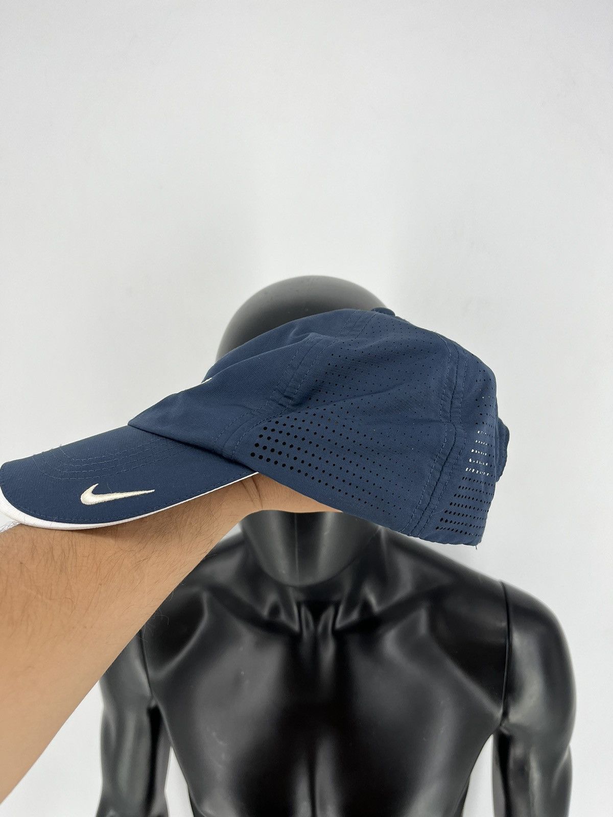 Nike × Vintage !Rare! Vintage 90s Nike Danella Steetwear Big Logo Faded Hat Size ONE SIZE - 4 Thumbnail
