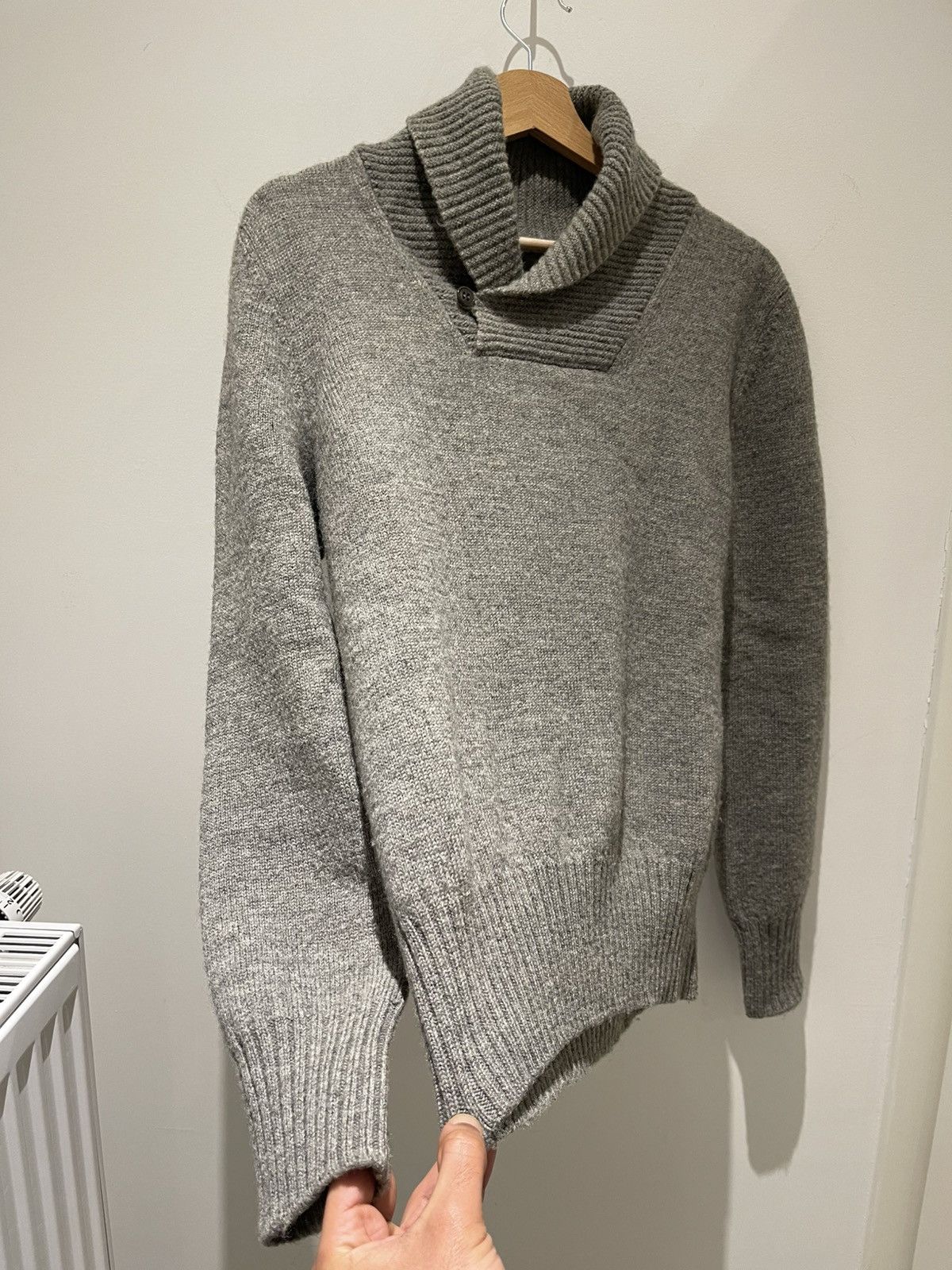 Maison Margiela Maison Margiela Fall 2004 Grey Wool Shawl Collar KnitSweater Size US M / EU 48-50 / 2 - 2 Thumbnail