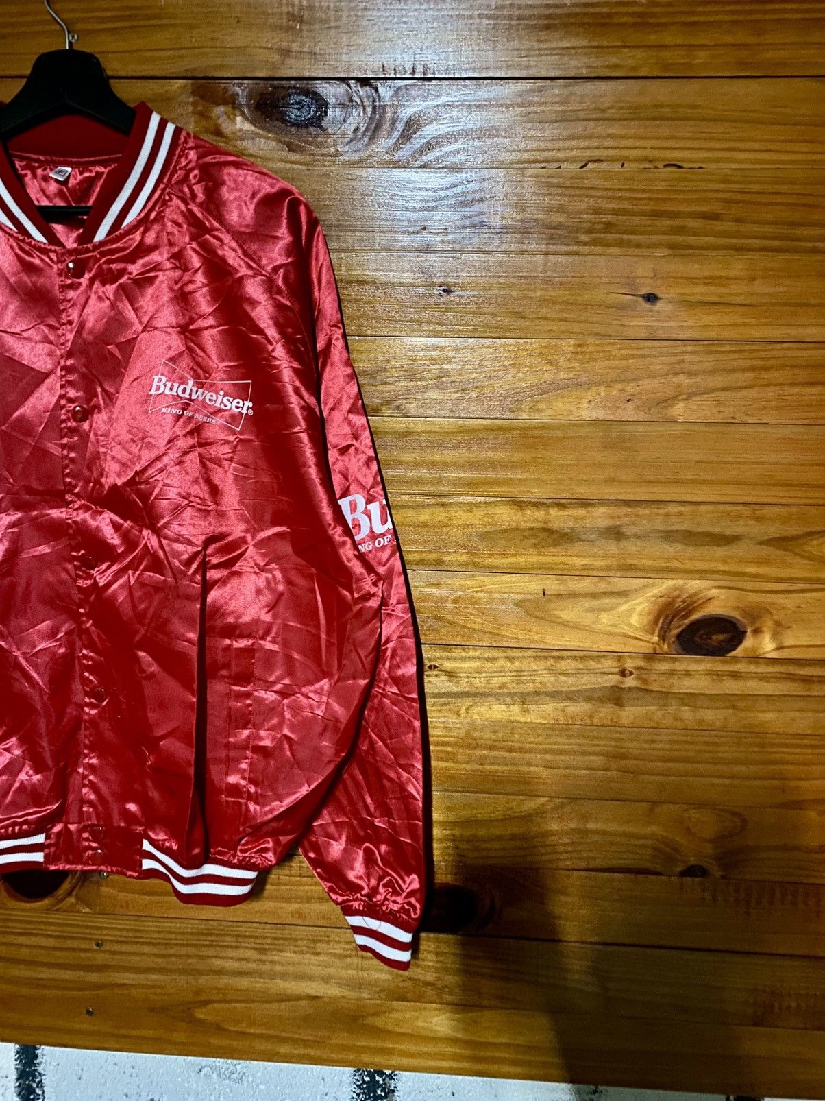 Budweiser Vintage Budweiser “King of Beers” Red Satin Bomber Jacket Size US L / EU 52-54 / 3 - 6 Thumbnail