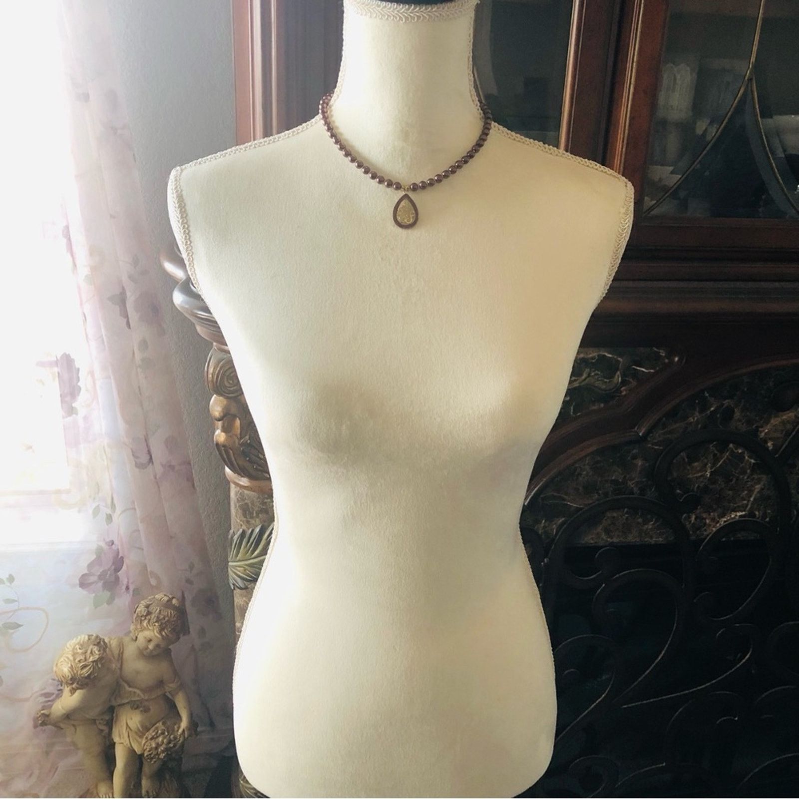 Handmade Handcrafted repurpose filigree medallion Pearl necklace Size ONE SIZE - 7 Thumbnail