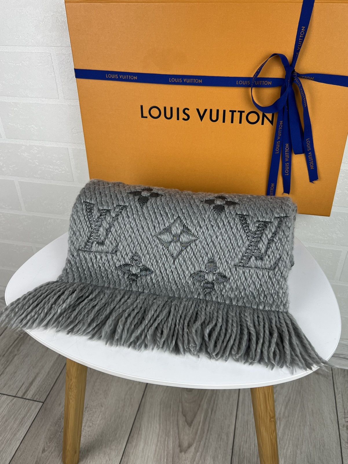 Louis Vuitton LOUIS VUITTON Scarf Echarpe LV Logomania Monogram Wool Silk Size ONE SIZE - 7 Thumbnail