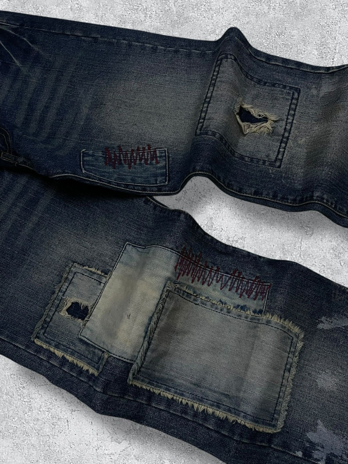 Vintage Japan Designer 90's LowBox Distressed Patchwork Jean