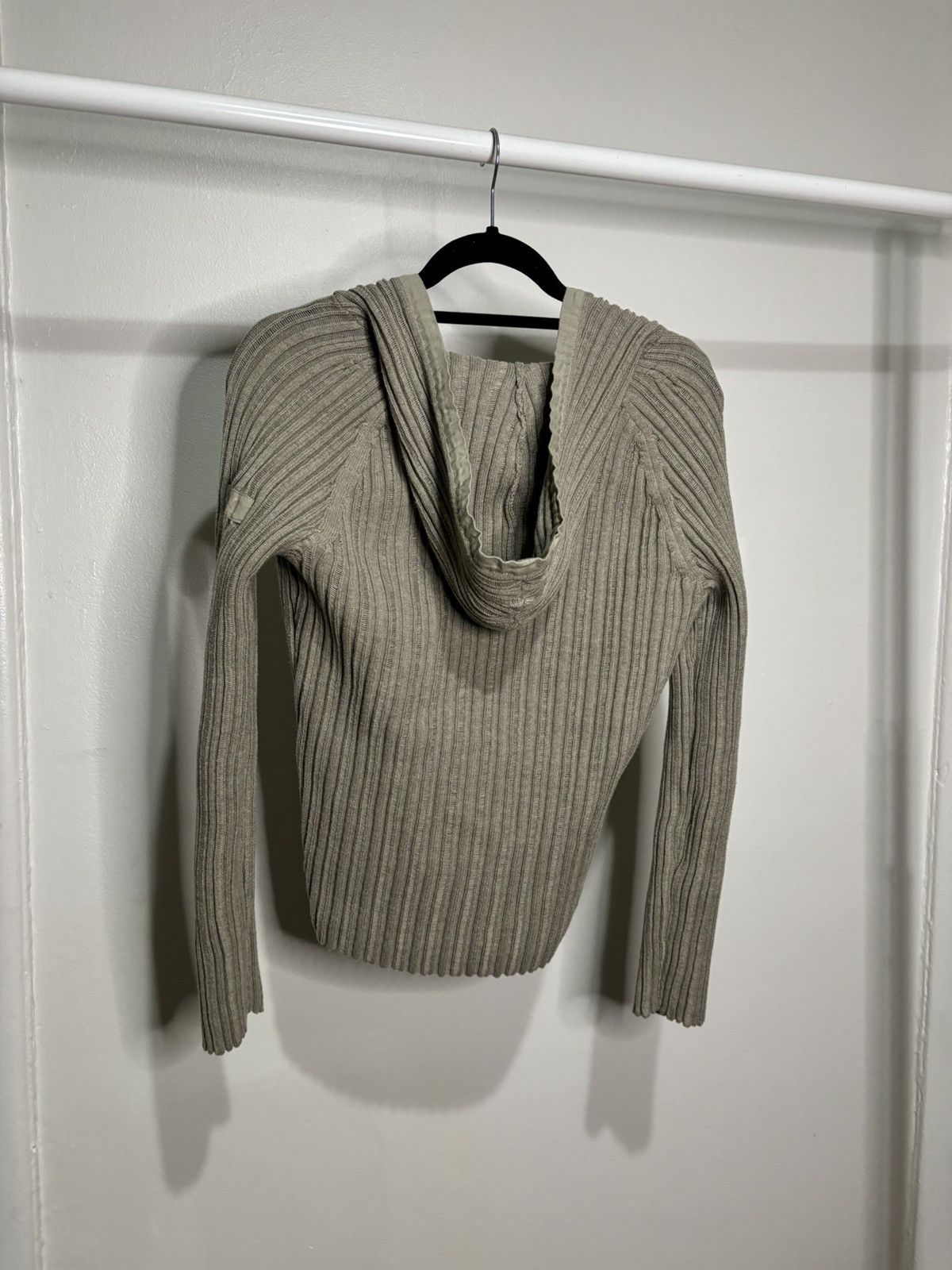 DKNY × Vintage Vintage Y2K DKNY Beige Knit Hoodie Sweater Size L / US 10 / IT 46 - 6 Thumbnail