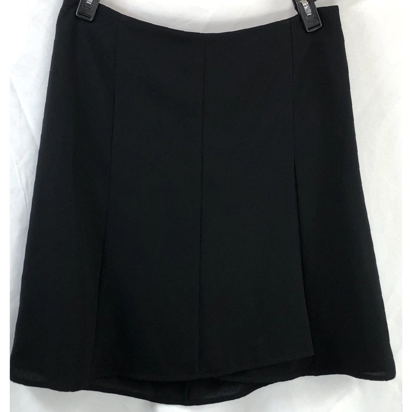 Vintage ie A-Line Skirt 12 Black Pleated 32"W Knee Length Career Classic Gothic Womens Skirt Size 34" / US 12 / IT 48 - 2 Thumbnail