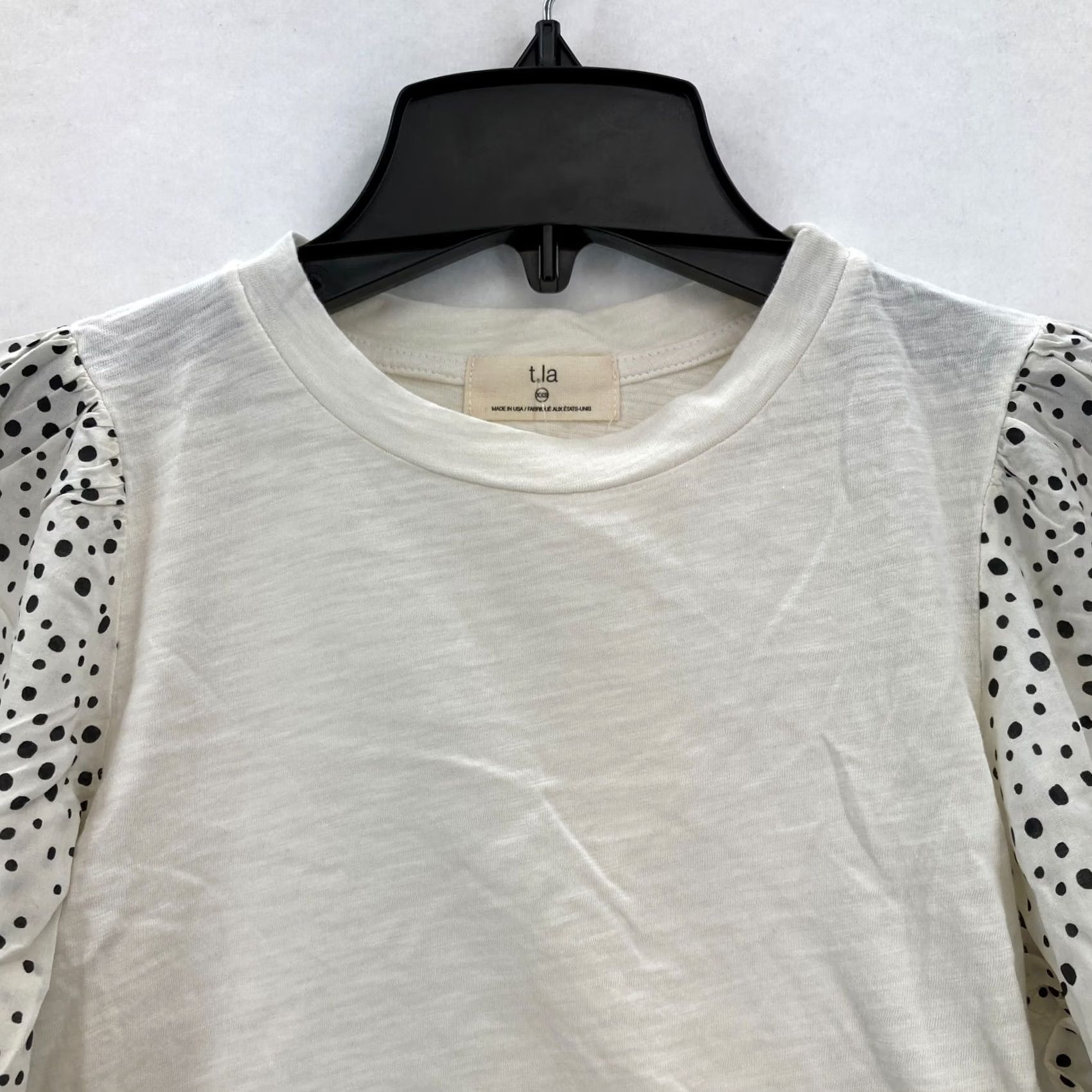Anthropologie T.La White Puff Sleeve Polka Dot Top XS Women Blouse Cottagecore Romantic Chic Size XXS / US 00 / IT 34 - 2 Thumbnail
