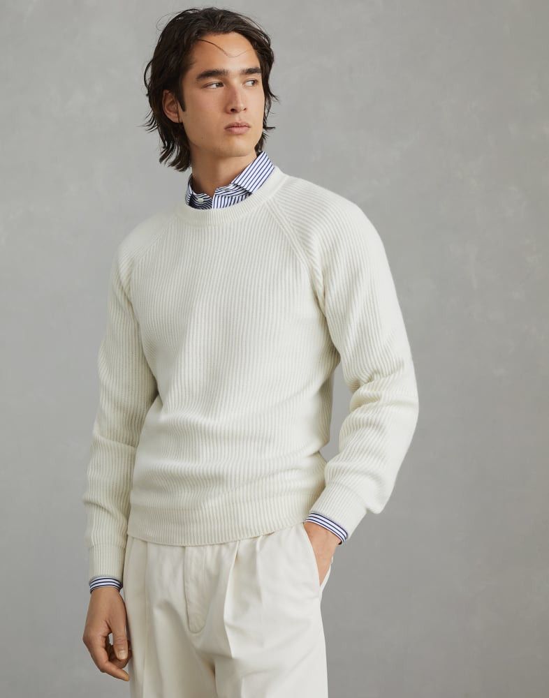 Brunello Cucinelli o1w1db10825 Cashmere Sweater in White Size US M / EU 48-50 / 2 - 1 Thumbnail
