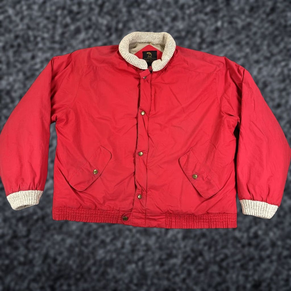 Neiman Marcus VINTAGE Neiman-Marcus Bomber Jacket Mens XL Red Down Knit Collar Insulated Size US XL / EU 56 / 4 - 1 Thumbnail