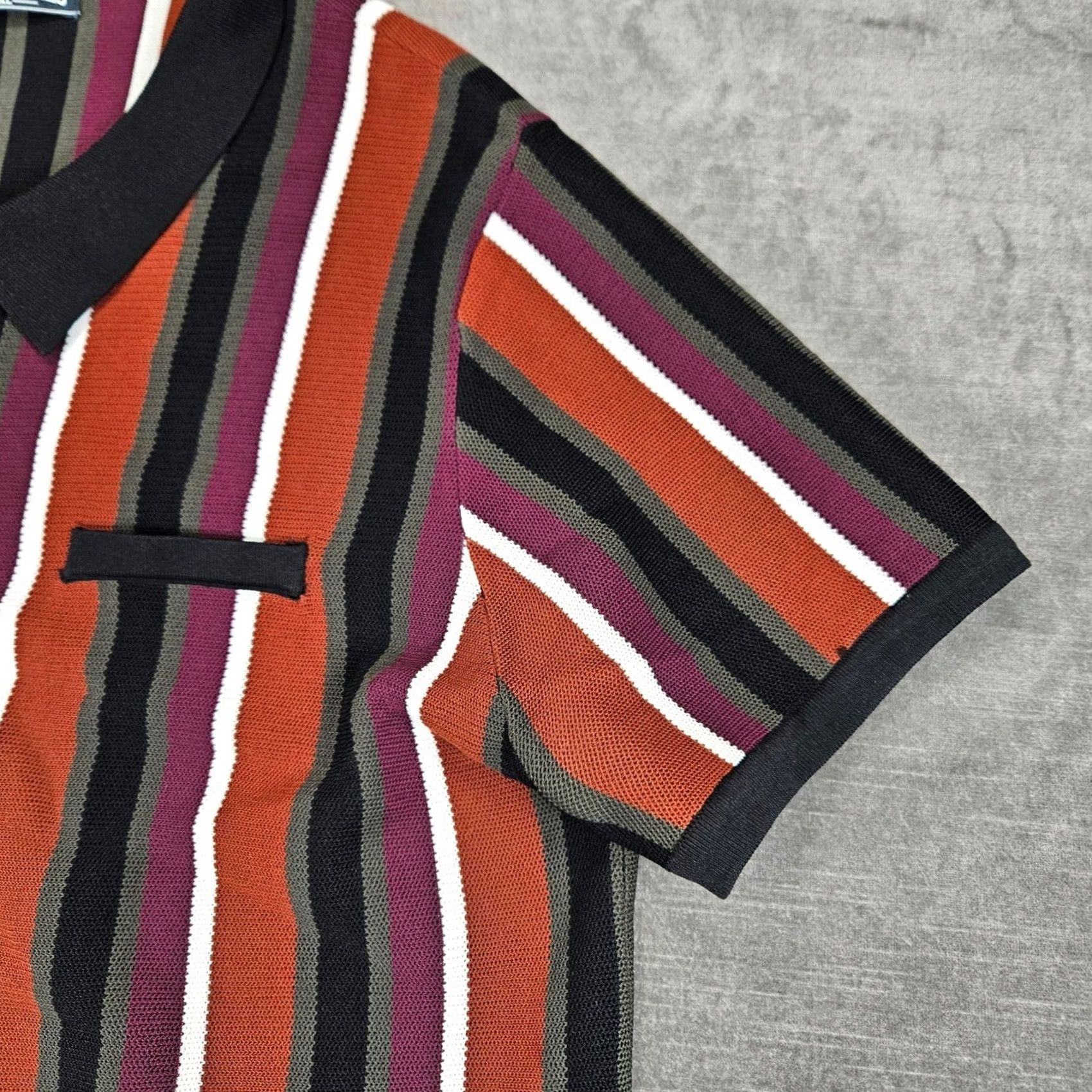 Vintage PJ Paul Jones 2XL Mens Shirt Knit Striped Short Sleeve Button Up Brown Size US XXL / EU 58 / 5 - 5 Thumbnail