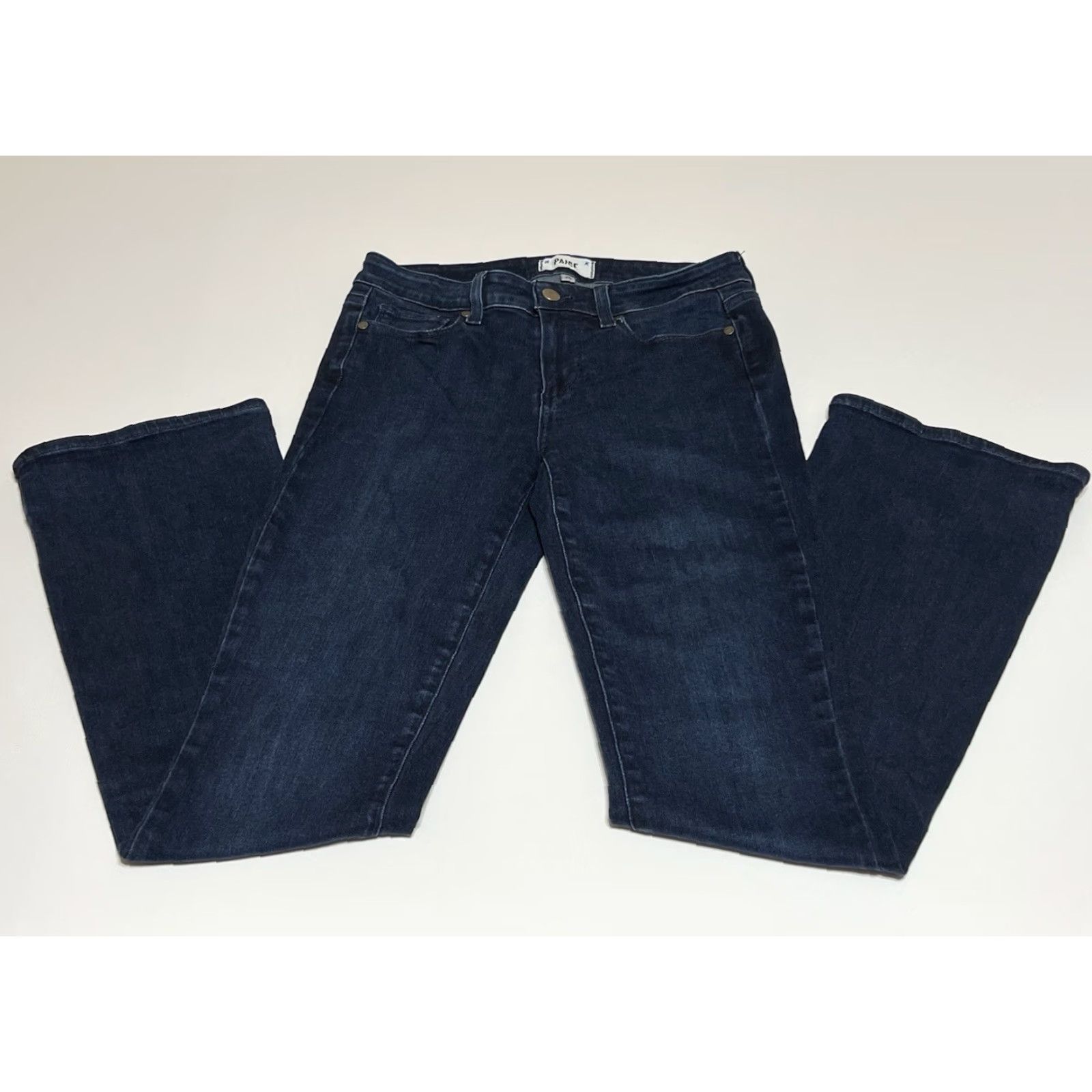 Paige PAIGE Jeans Womens 28x30 Blue Dark Wash Bootcut Stretch Denim Slim Solid Zip Regular Inseam 30in Mid Rise 8.5-10.5in Mexico Boys Girls Mens Womens Size 28" / US 6 / IT 42 - 2 Thumbnail
