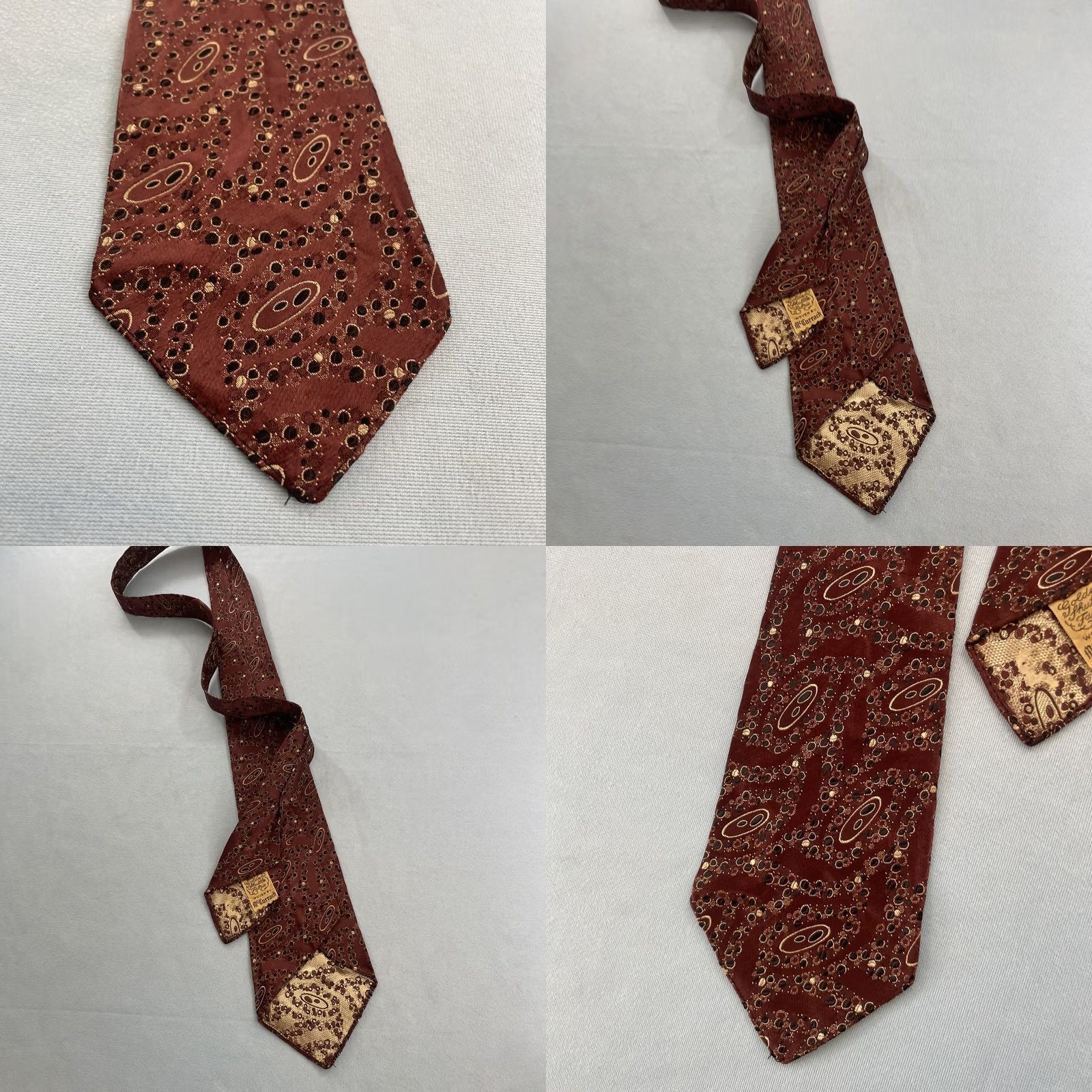 MCM VINTAGE Golden Shuttle Fabric McCurrach Tie Woven Foulard Red White Dots 4x56 Silk Neckwear Tie Men MCM Vintage Rockabilly Capsule 1940s Size ONE SIZE - 9 Thumbnail