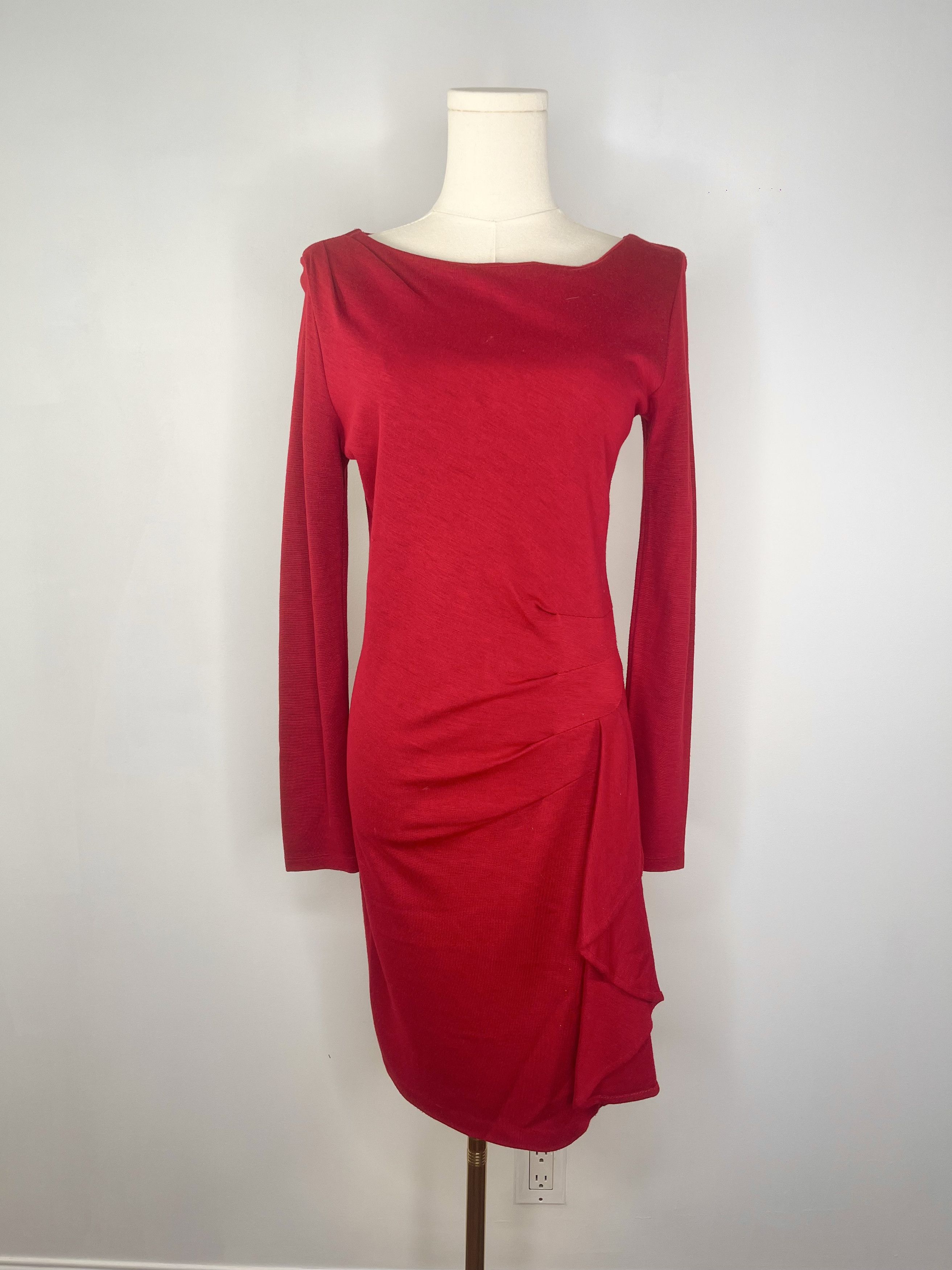 Vintage Ronen Chen - Red Long Sleeve Bodycon Dress Size M / US 6-8 / IT 42-44 - 1 Thumbnail