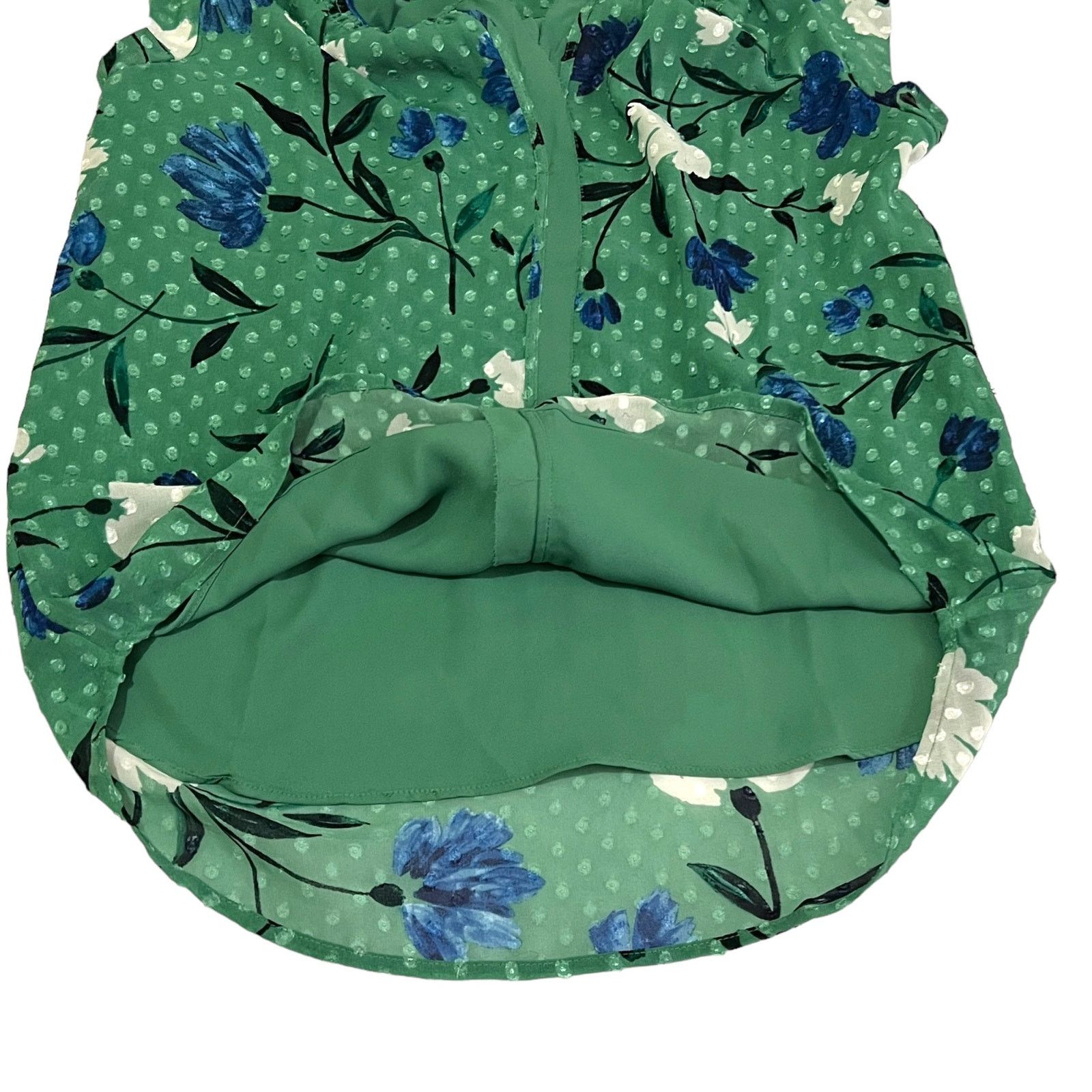 Other Green Raw Collar Blouse - Stitch Fix Fully Lined Floral Top Size S / US 4 / IT 40 - 6 Thumbnail