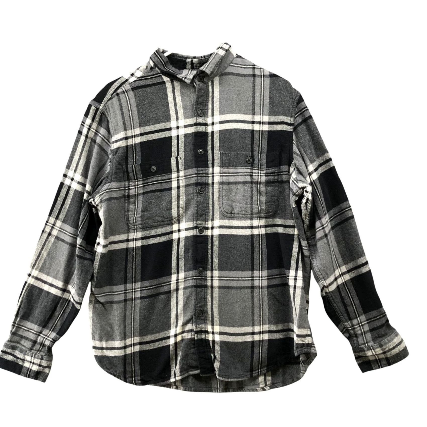 Old Navy Old Navy Shirt Mens L Plaid Cotton Flannel Button-Up Casual Workwear Gray Black Size US L / EU 52-54 / 3 - 2 Thumbnail
