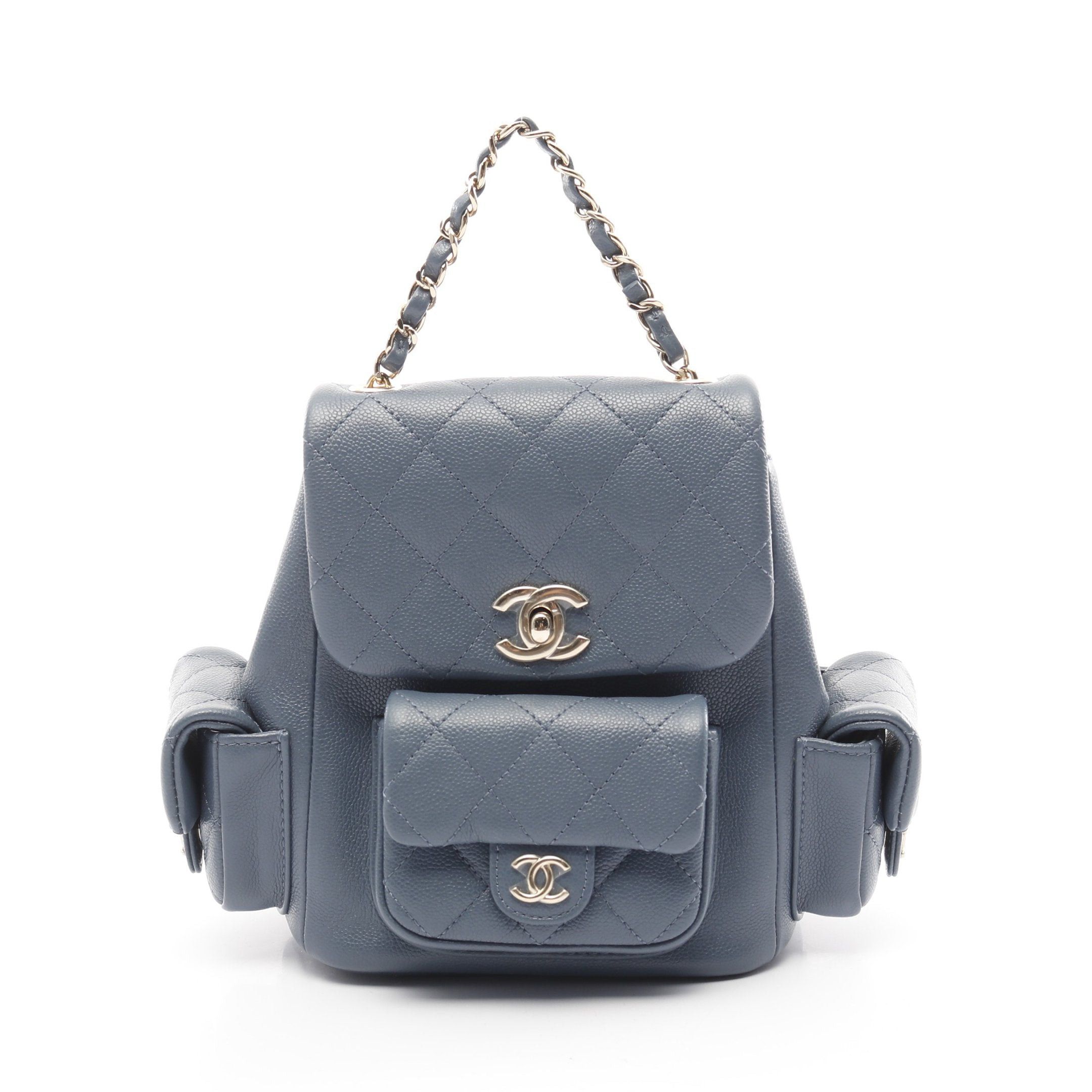 Chanel Chanel Matelasse Backpack Rucksack Caviar Skin Blue Gray Gold Hardware Size ONE SIZE - 1 Thumbnail