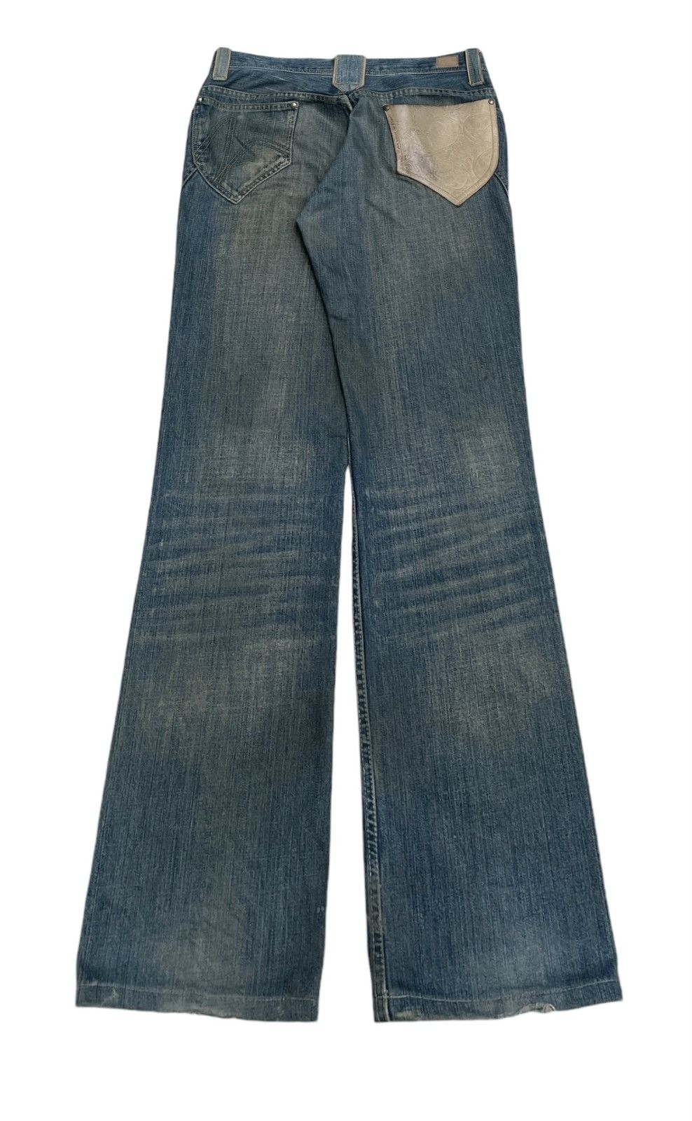 If Six Was Nine Rare Design Vintage Nicole Club Leather Pocket Jeans 1990s Size US 33 - 2 Thumbnail