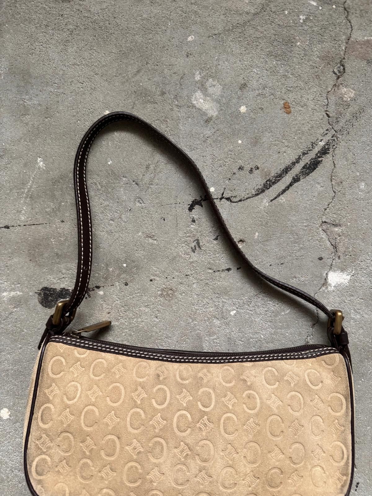 Celine Celine Macadam Suede Shoulder Bag Beige/Brown Size ONE SIZE - 4 Thumbnail