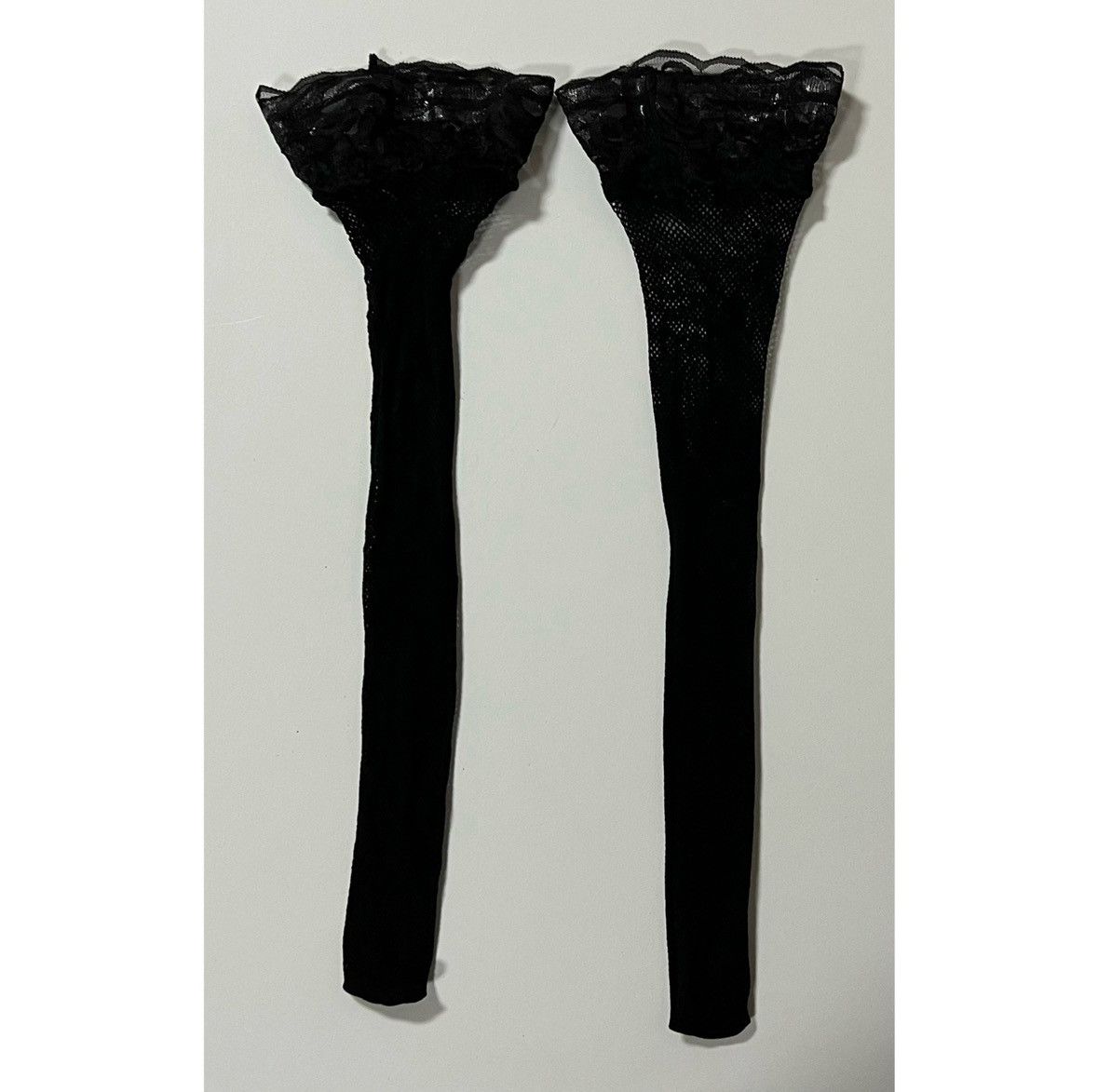 Vintage Black Lace Fishnet Knee High Thigh High Socks Lingerie 🖤 Size ONE SIZE - 2 Thumbnail