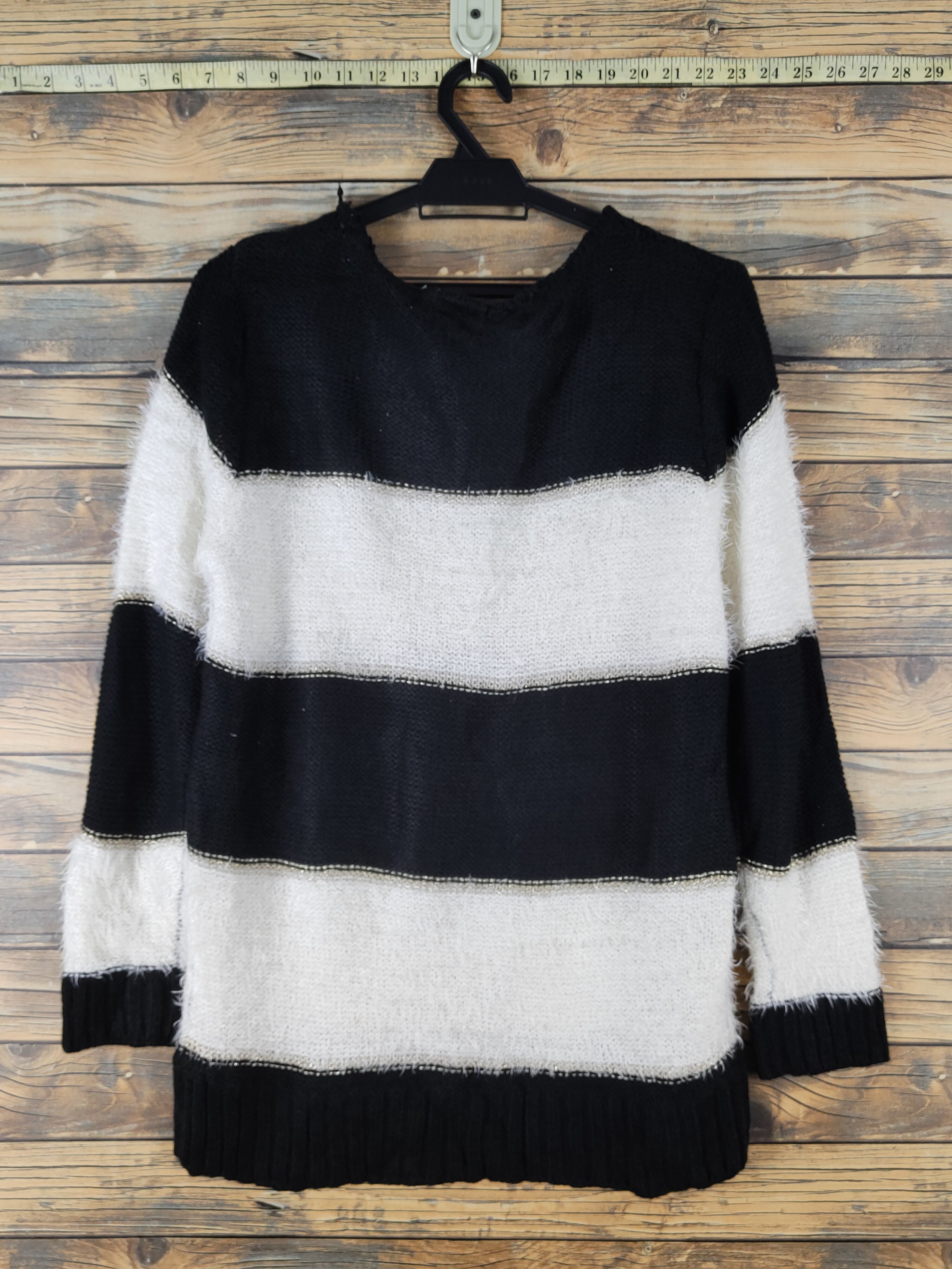 Japanese Brand × Vintage Oeillet Black White Stripe Fur Mohair Knitwear #W1533 Size M / US 6-8 / IT 42-44 - 8 Thumbnail
