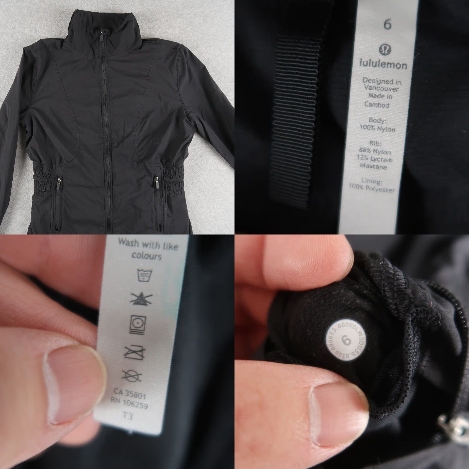 Lululemon Lululemon Windbreaker Jacket Womens Sights Seen Black 6 Full Zip Activewear Nylon LW3DU5S Indoor Hiking Everyday Womens Size M / US 6-8 / IT 42-44 - 8 Thumbnail